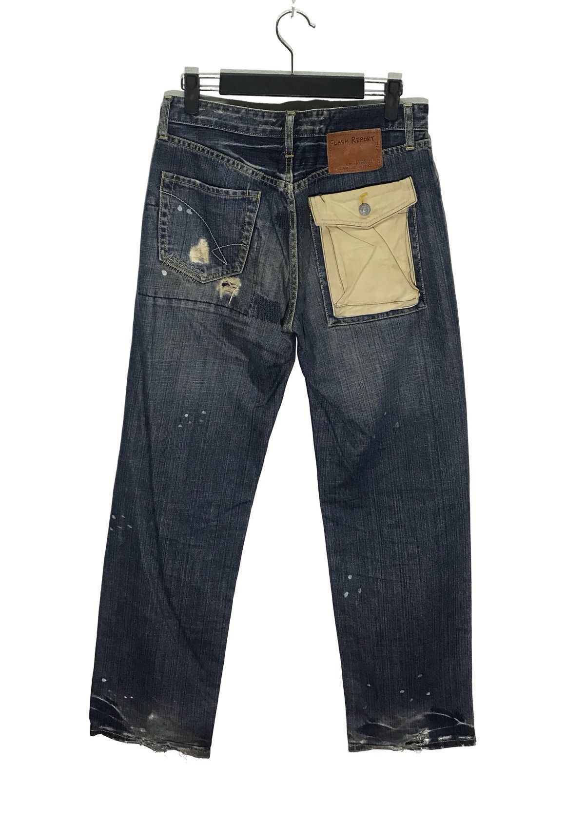 Japanese Brand Flash Report Distressed Rip Splattered Paint Jeans Size US 30 / EU 46 - 2 Thumbnail