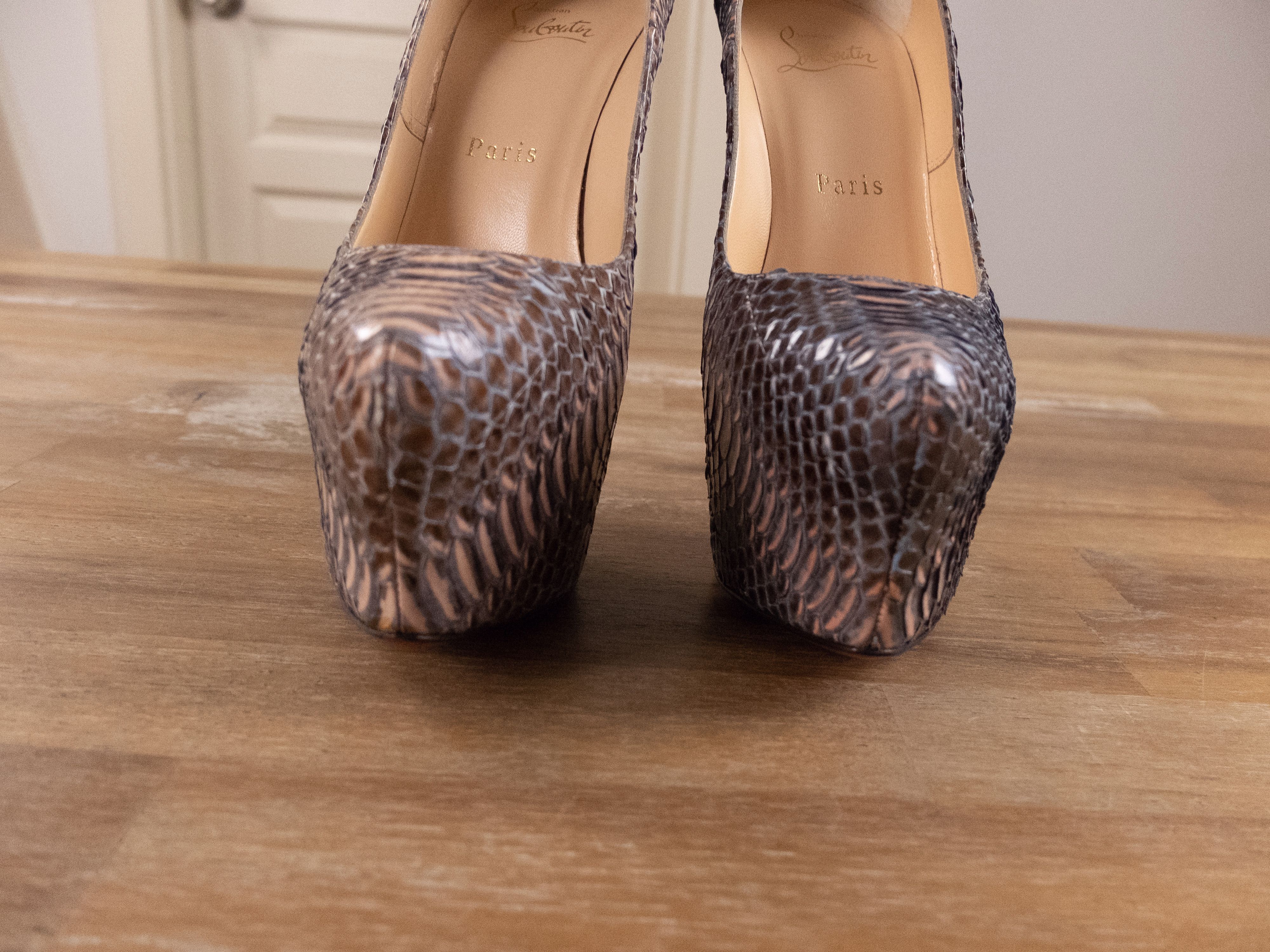 Christian Louboutin CHRISTIAN LOUBOUTIN Daffodile nude watersnake platform pumps Size US 7 / IT 37 - 3 Thumbnail