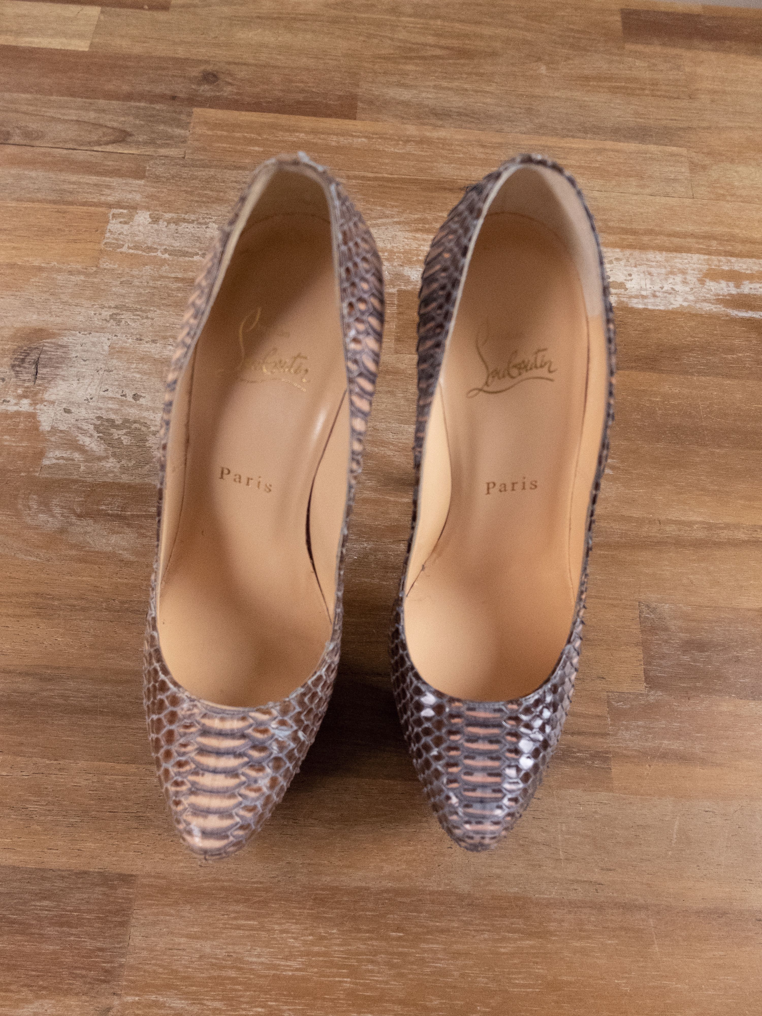 Christian Louboutin CHRISTIAN LOUBOUTIN Daffodile nude watersnake platform pumps Size US 7 / IT 37 - 2 Thumbnail