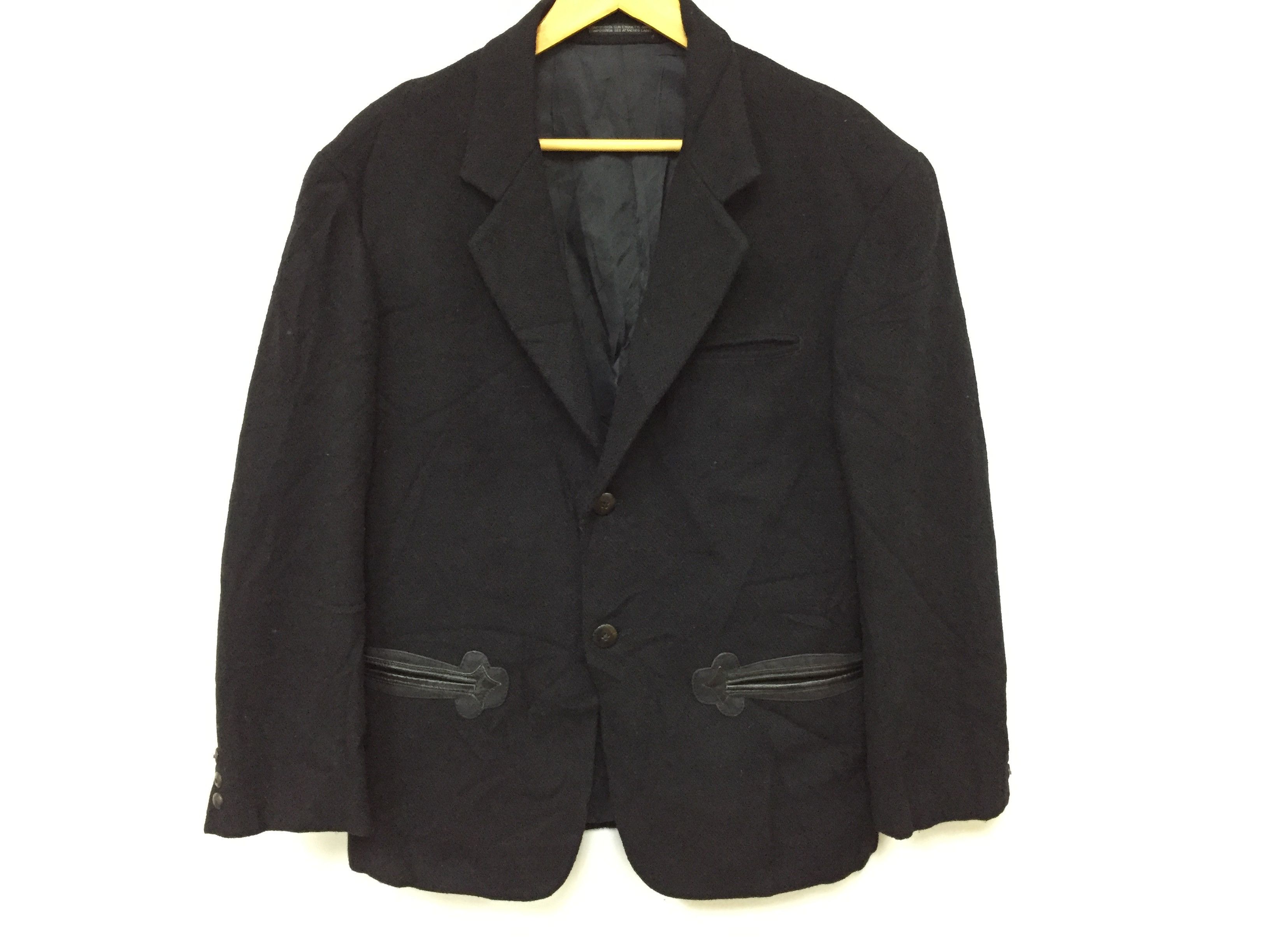 Yohji Yamamoto 1990's YYPH Smile leather pocket Wool blazer Size US M / EU 48-50 / 2 - 2 Thumbnail