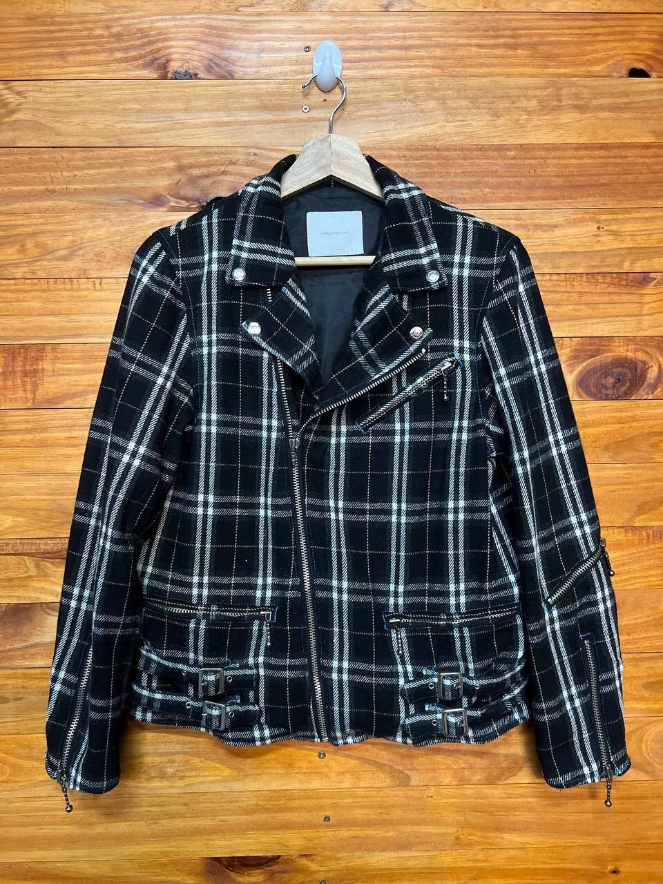 image of World Wide Love Seditioneries Wool Jacket in Black Plaid, Men's (Size Small)