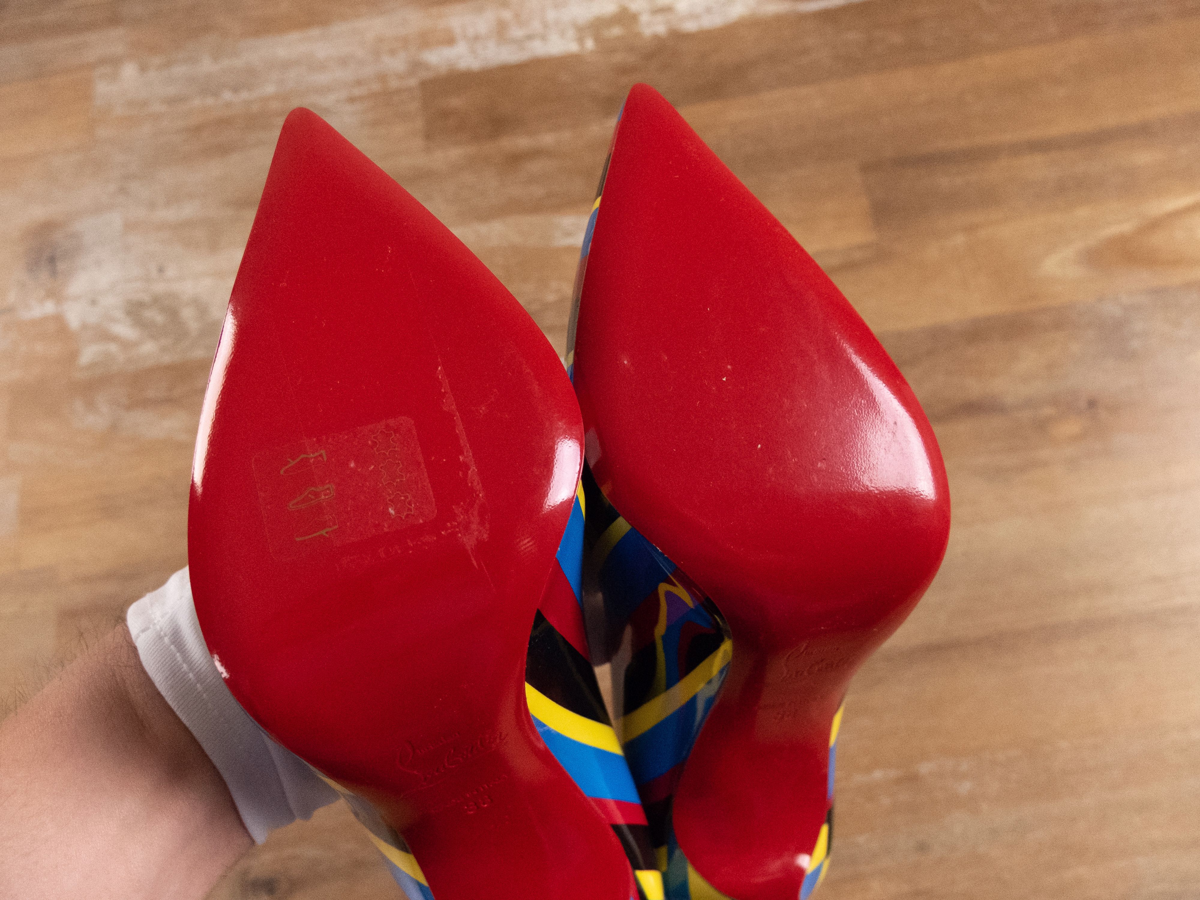 Christian Louboutin CHRISTIAN LOUBOUTIN Pigalle Airstripe patent leather pumps Size US 8 / IT 38 - 6 Thumbnail