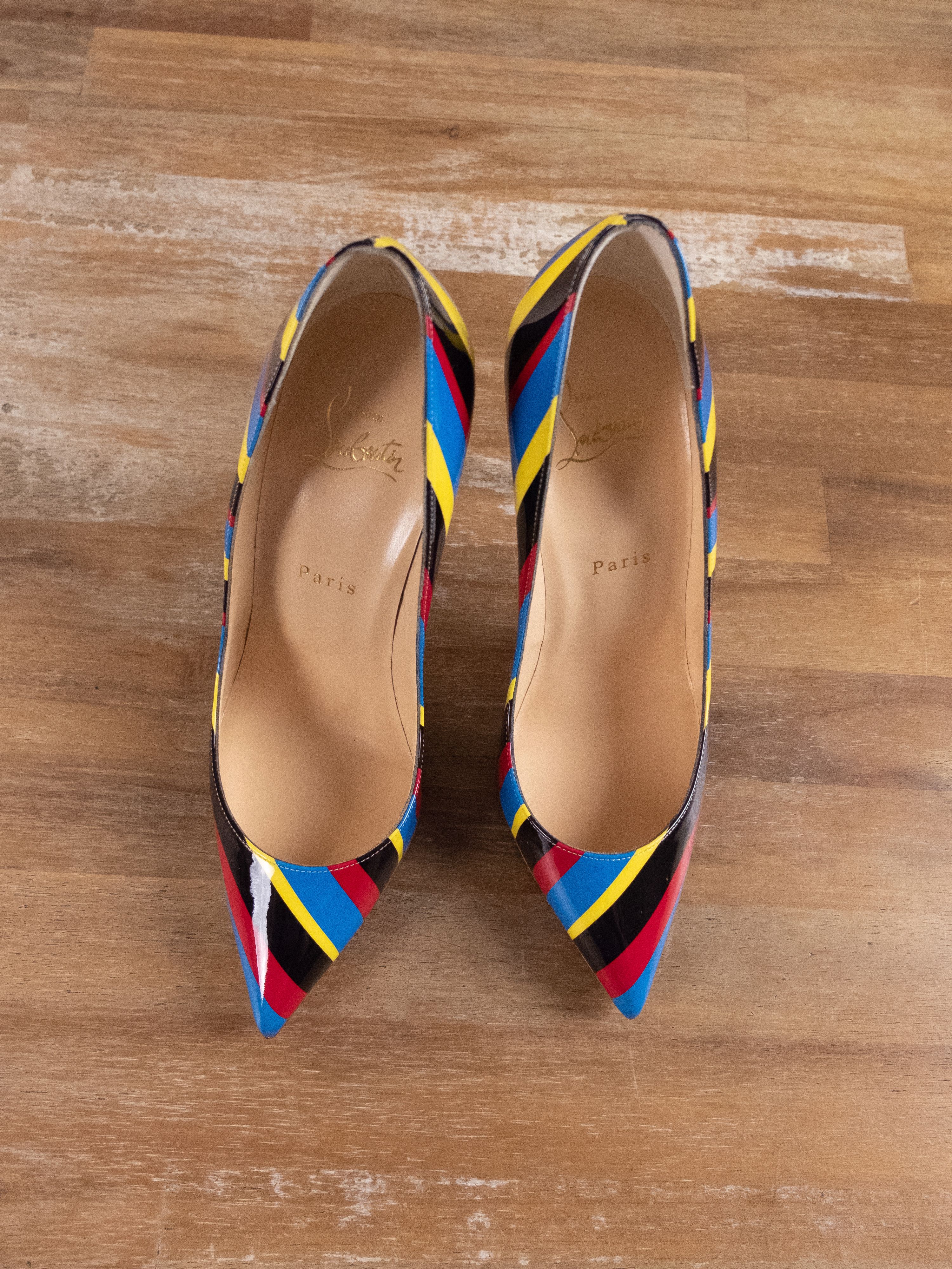 Christian Louboutin CHRISTIAN LOUBOUTIN Pigalle Airstripe patent leather pumps Size US 8 / IT 38 - 2 Thumbnail