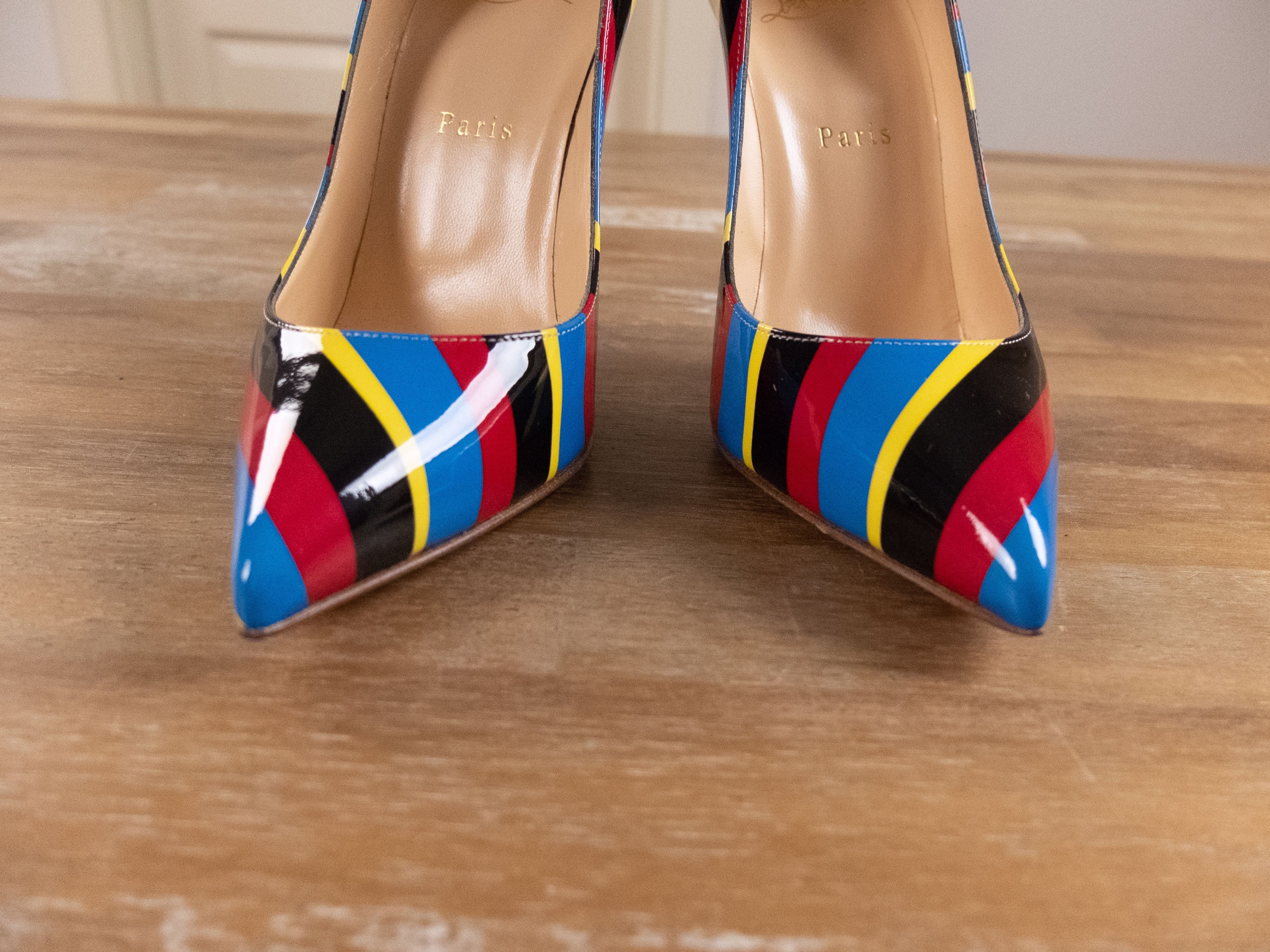 Christian Louboutin CHRISTIAN LOUBOUTIN Pigalle Airstripe patent leather pumps Size US 8 / IT 38 - 3 Thumbnail