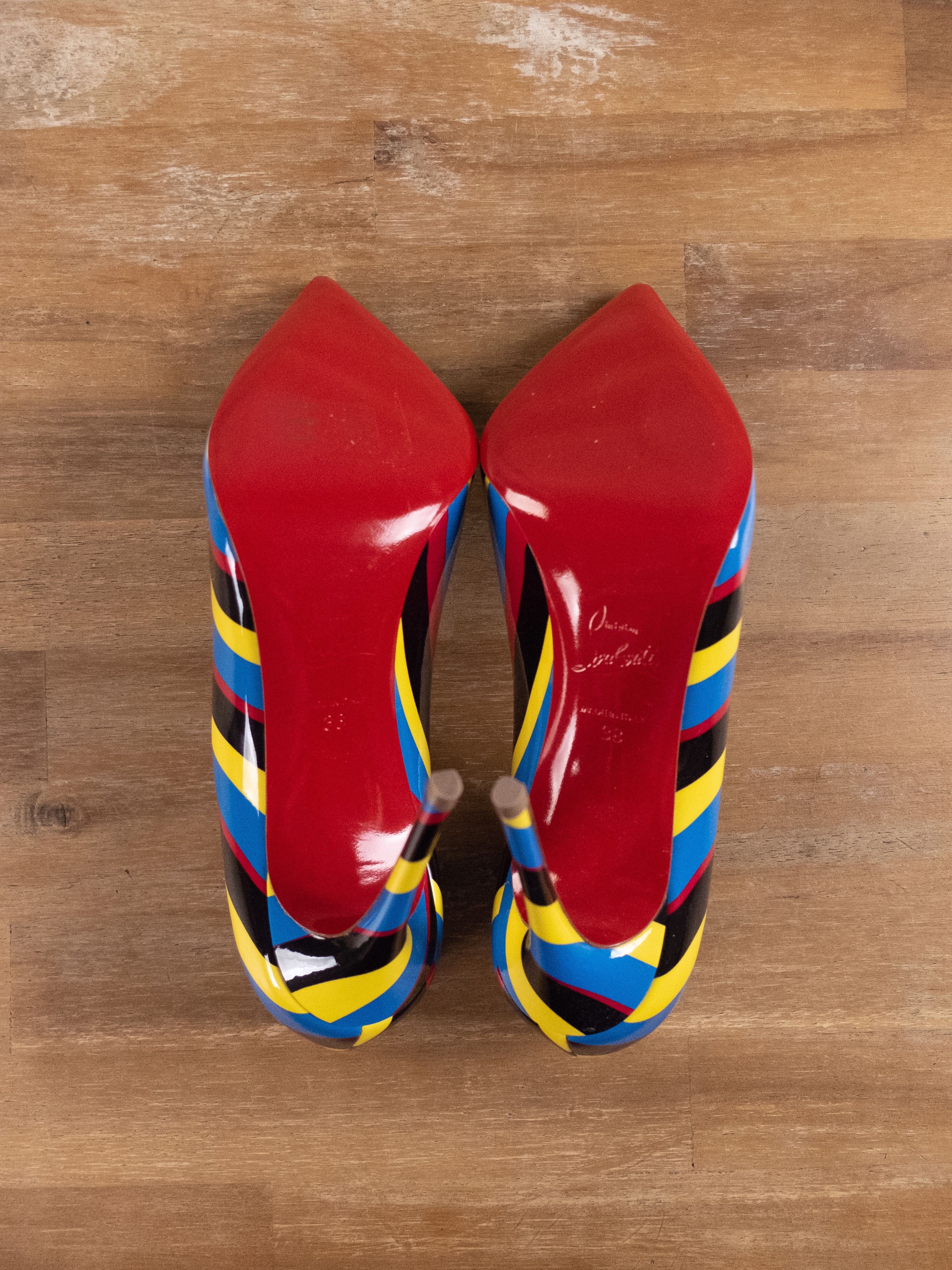 Christian Louboutin CHRISTIAN LOUBOUTIN Pigalle Airstripe patent leather pumps Size US 8 / IT 38 - 5 Thumbnail