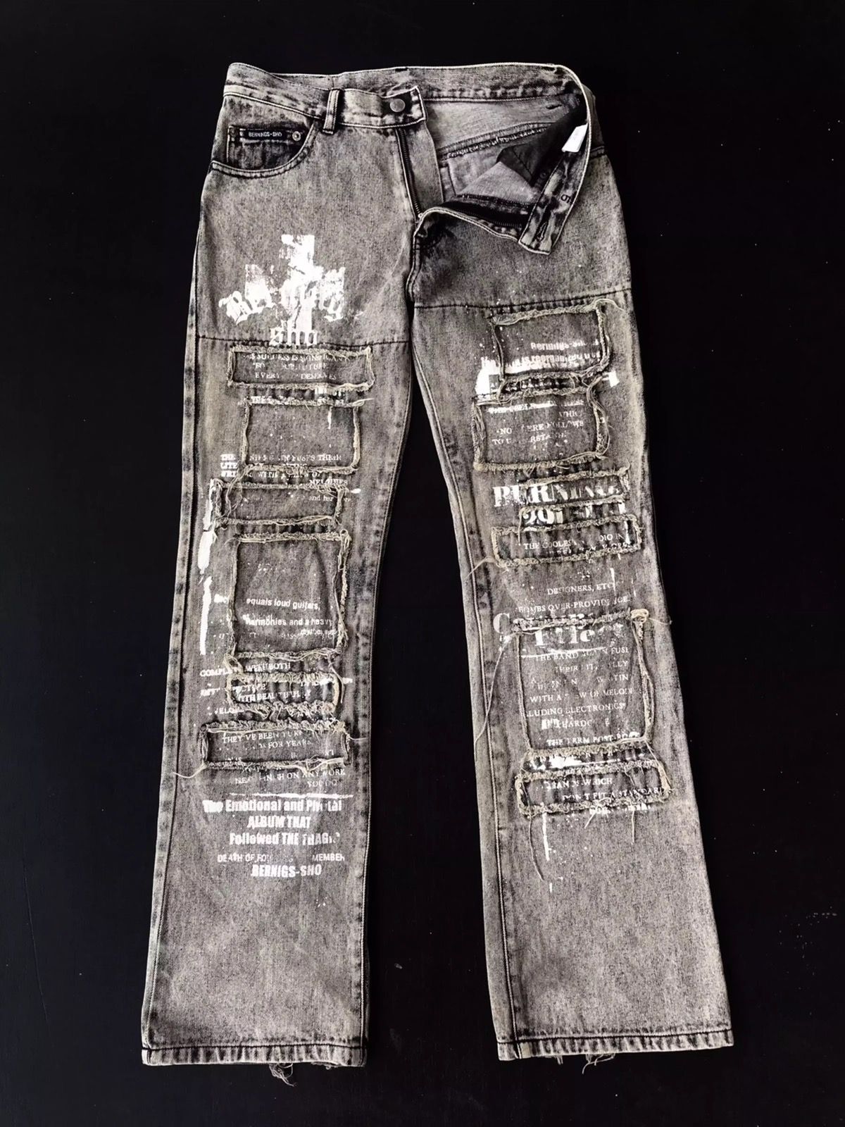 Pre-owned Distressed Denim X Hysteric Glamour Vintage Distressed Patchwork Bernings Sho In Black