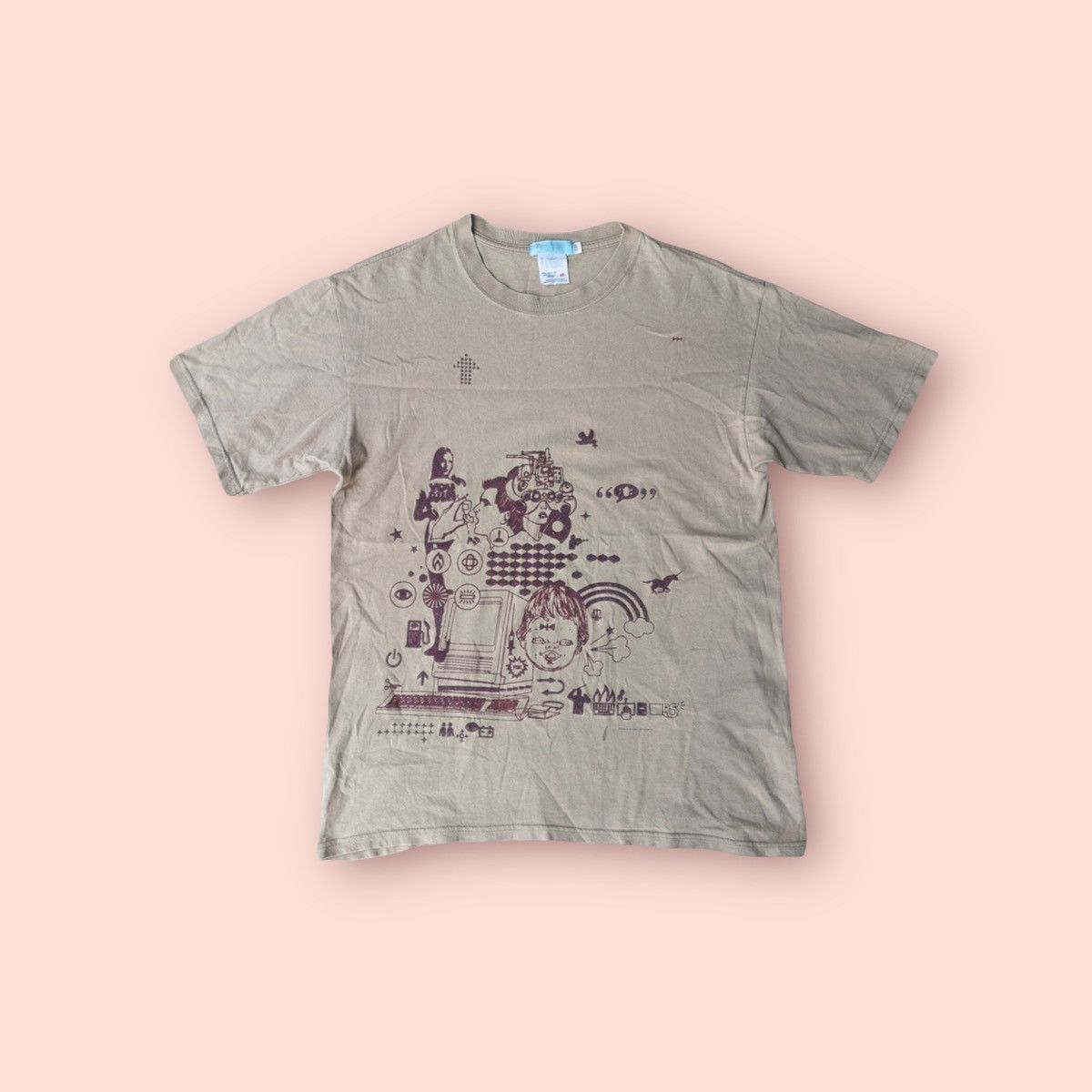 image of Art x Psyche Delic Ryan Mcginness - Ginham "american Vintage Shirt" in Beige, Men's (Size Medium)