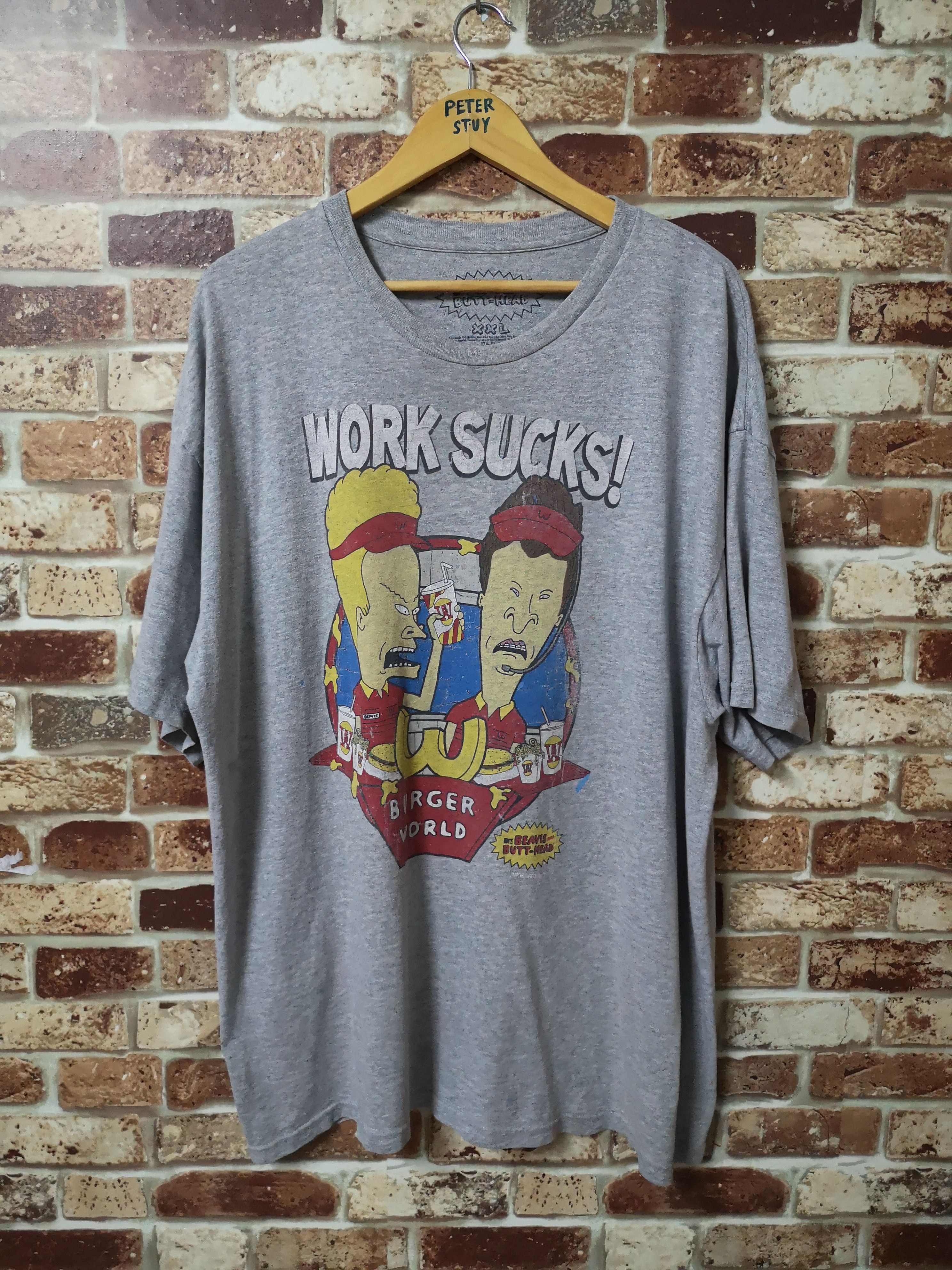 Mtv Beavis And Butt-Head Work Sucks Tee Size US XXL / EU 58 / 5 - 2 Thumbnail