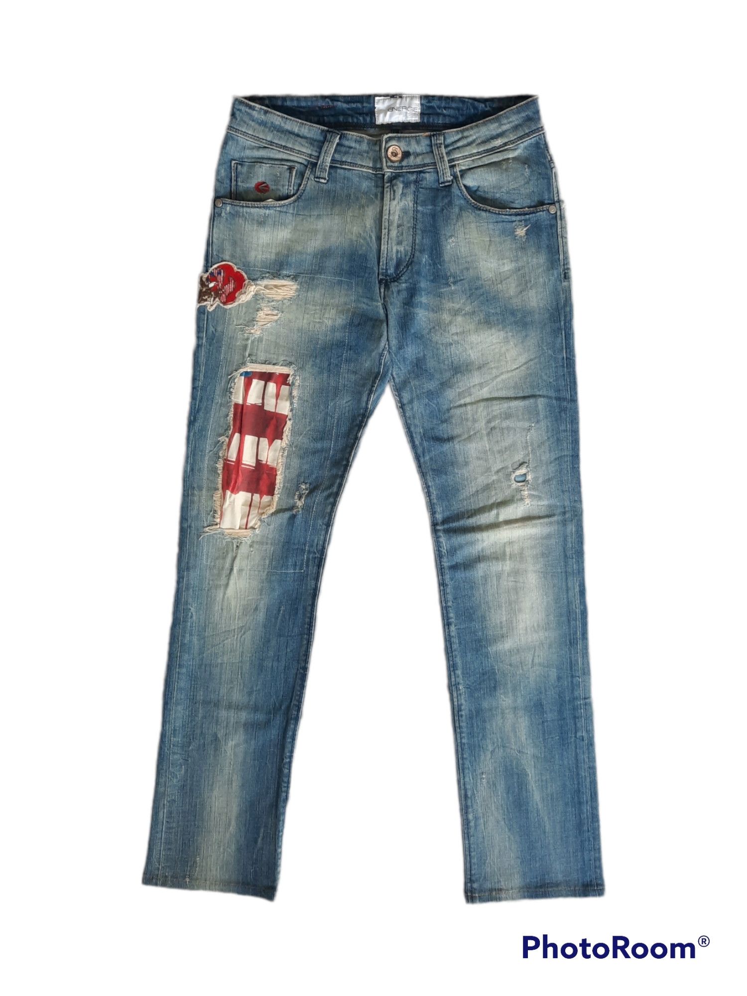 image of Made In Italy Stone Wash Distressed Denim Jeans, Men's (Size 29)