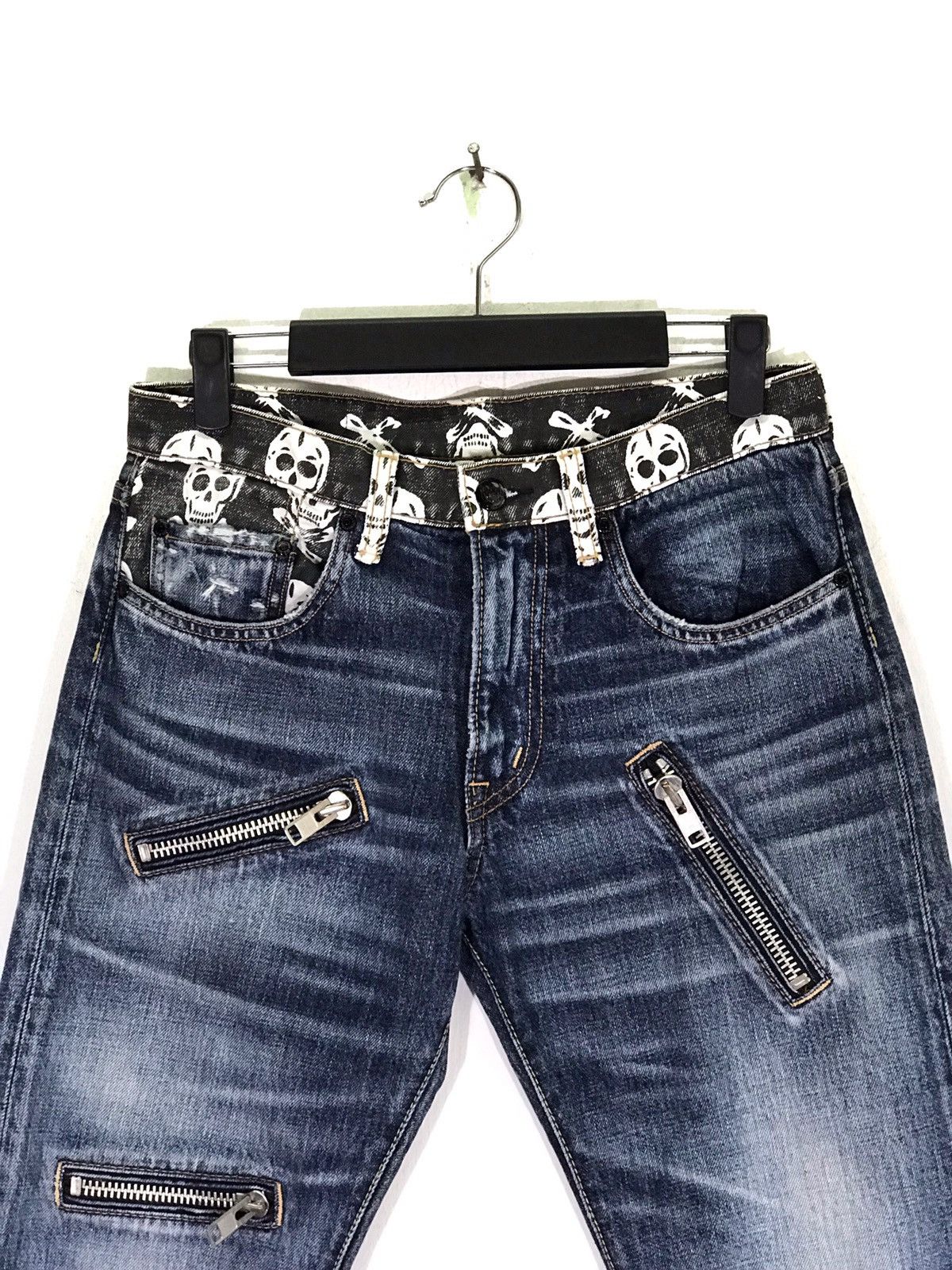 Japanese Brand Made In Japan RNA INC SLANG Sculls Zipper Denim Jeans Size US 30 / EU 46 - 2 Thumbnail