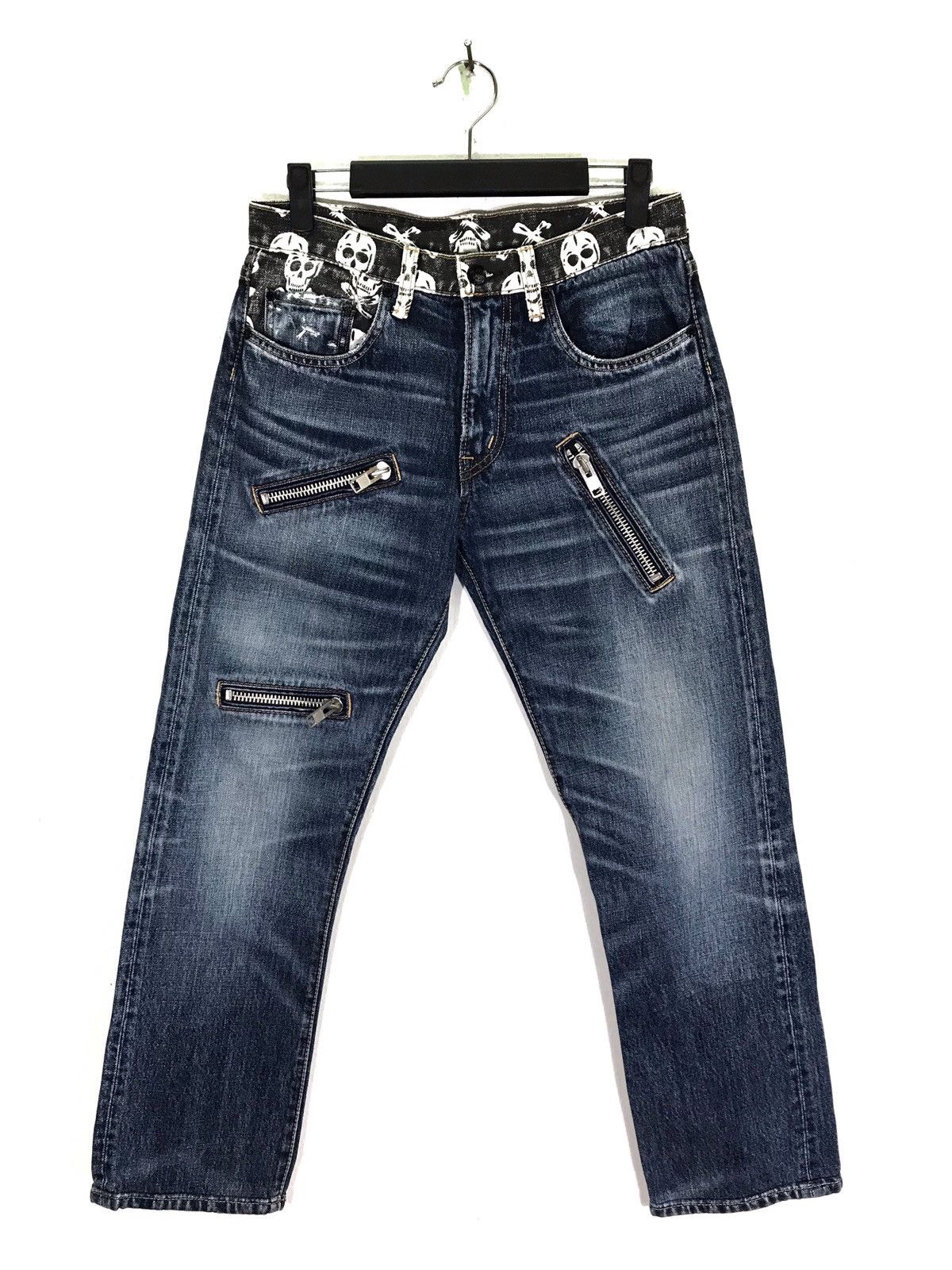 Made In Japan RNA INC SLANG Sculls Zipper Denim Jeans