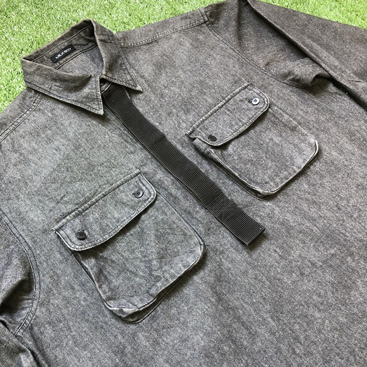 Hiroshi Fujiwara 1990’s Milkboy Strap Pullover Half Button Denim Shirt Size US XL / EU 56 / 4 - 7 Thumbnail