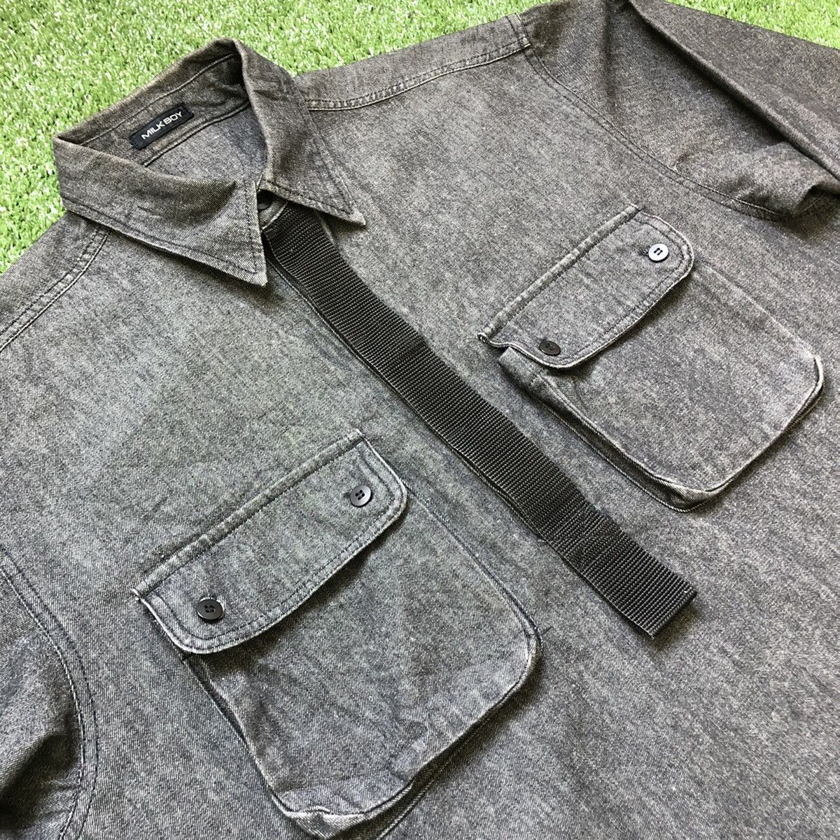 Hiroshi Fujiwara 1990’s Milkboy Strap Pullover Half Button Denim Shirt Size US XL / EU 56 / 4 - 6 Thumbnail