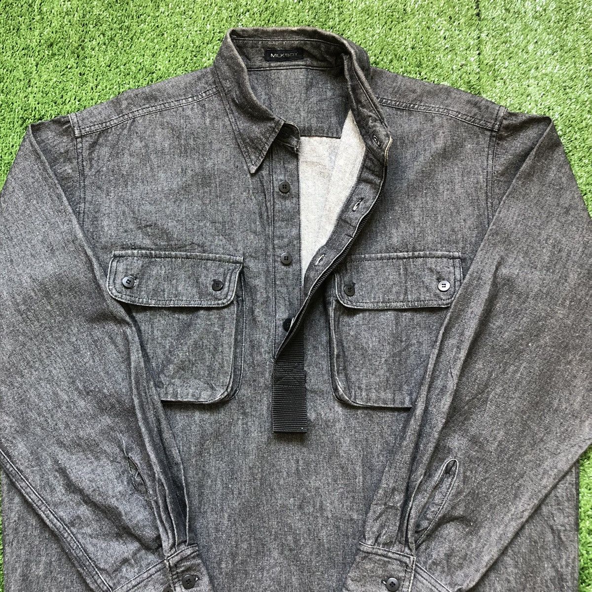Hiroshi Fujiwara 1990’s Milkboy Strap Pullover Half Button Denim Shirt Size US XL / EU 56 / 4 - 3 Thumbnail
