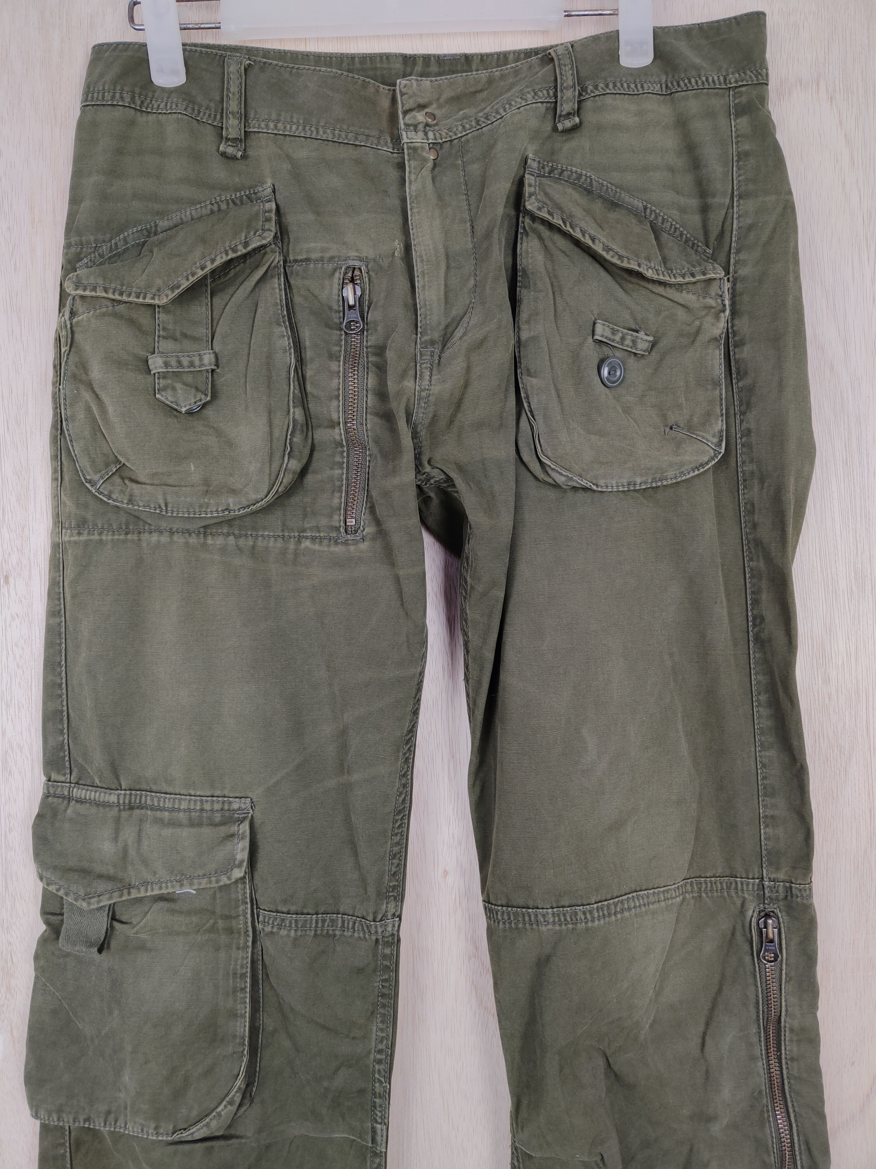 Japanese Brand DL Universal Freak Dark Green multipocket Cargo Pant #S320 Size US 30 / EU 46 - 2 Thumbnail