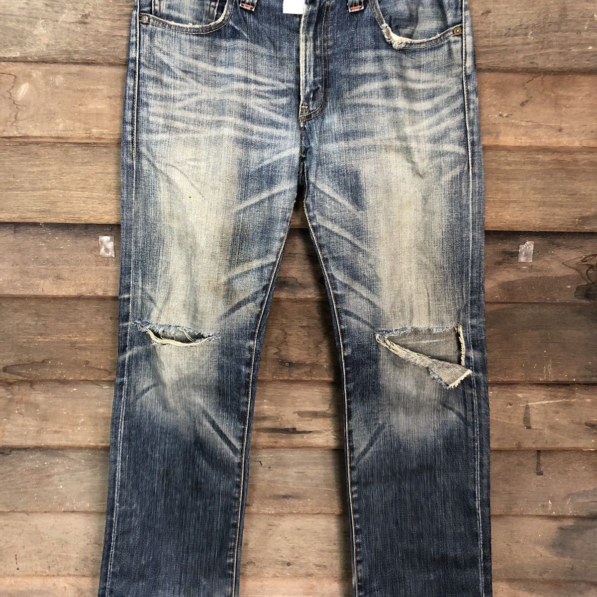 Levi's Levis Strauss Blue distressed Denim Jeans Pants #4582 Size US 32 / EU 48 - 4 Thumbnail