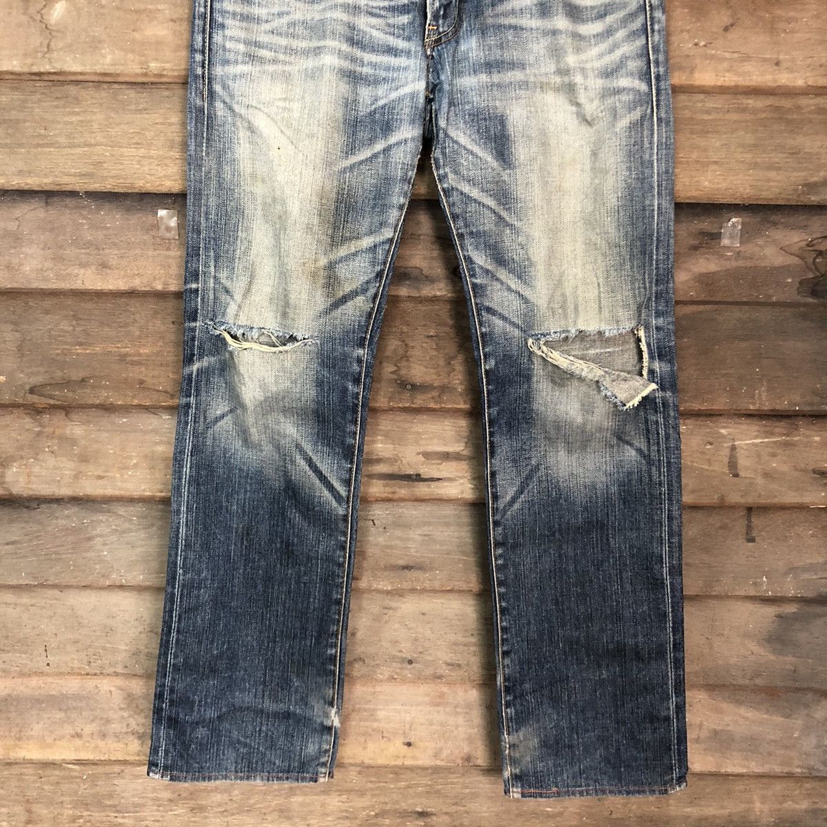 Levi's Levis Strauss Blue distressed Denim Jeans Pants #4582 Size US 32 / EU 48 - 3 Thumbnail