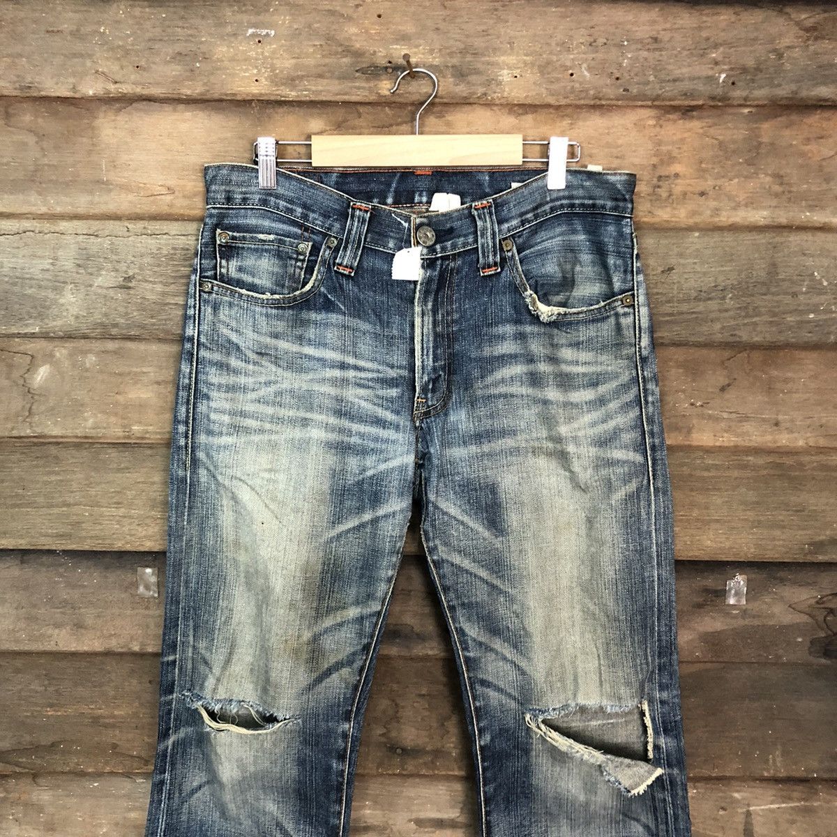 Levi's Levis Strauss Blue distressed Denim Jeans Pants #4582 Size US 32 / EU 48 - 2 Thumbnail