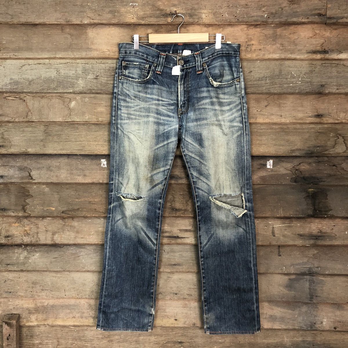 Levi's Levis Strauss Blue distressed Denim Jeans Pants #4582 Size US 32 / EU 48 - 1 Thumbnail