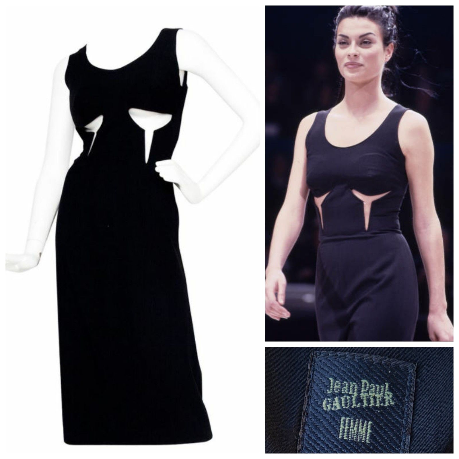 image of Jean Paul Gaultier Runway Cut Out Cutout 1993 Vdress in Black, Women's (Size Large)