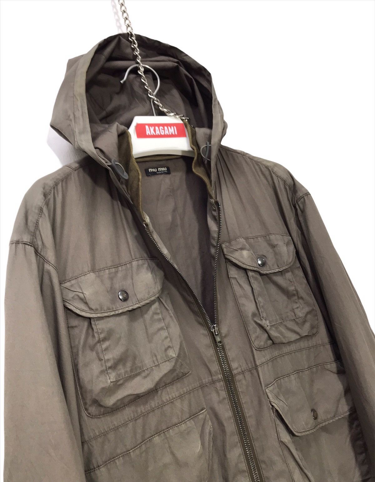 Miu Miu Miu Miu Military Style Hoodie Jacket Thin 2🟩6 Size US M / EU 48-50 / 2 - 1 Thumbnail
