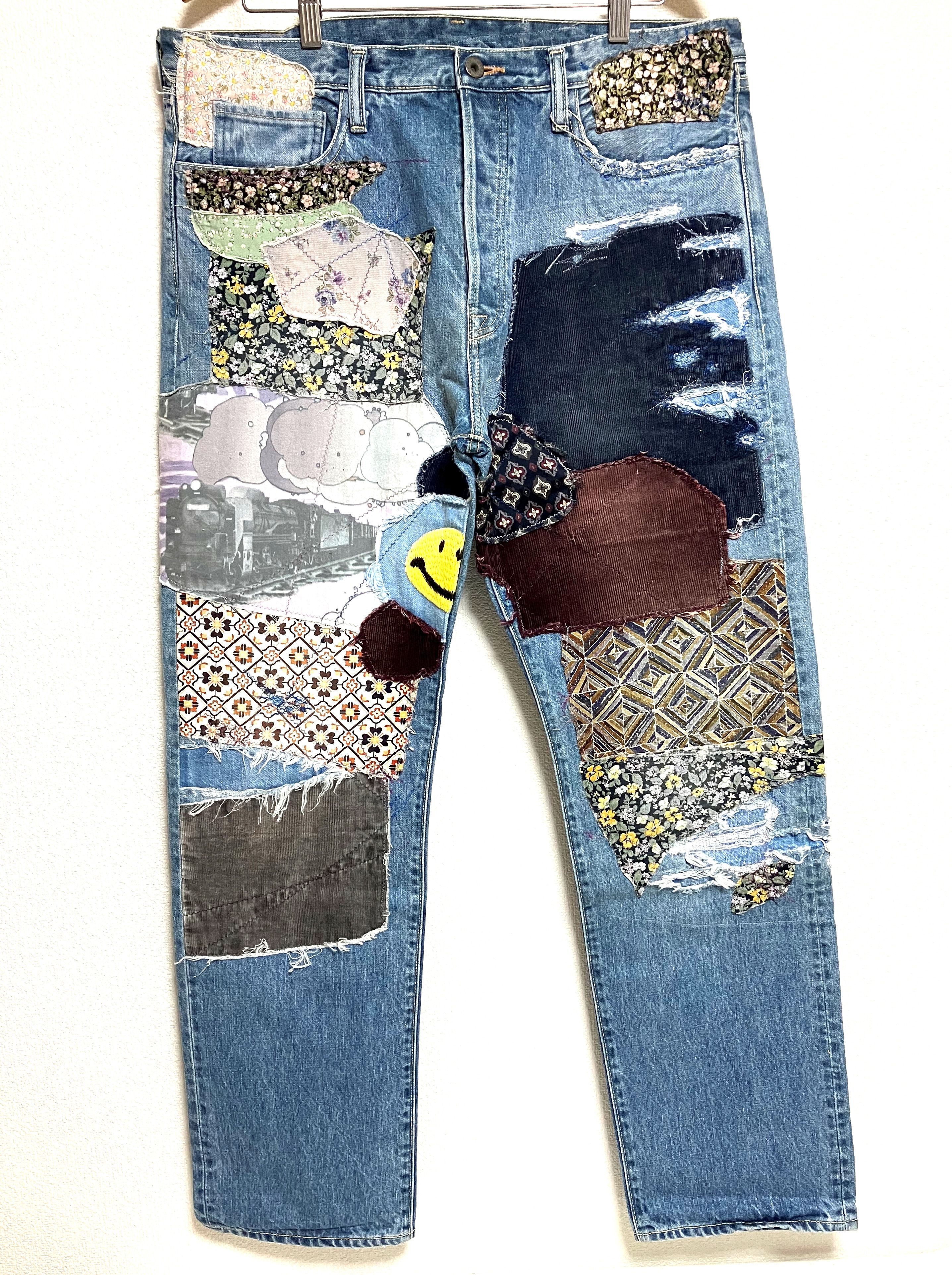 Kapital Kapital clutch smile Monkey Cisco denim patch work new 38