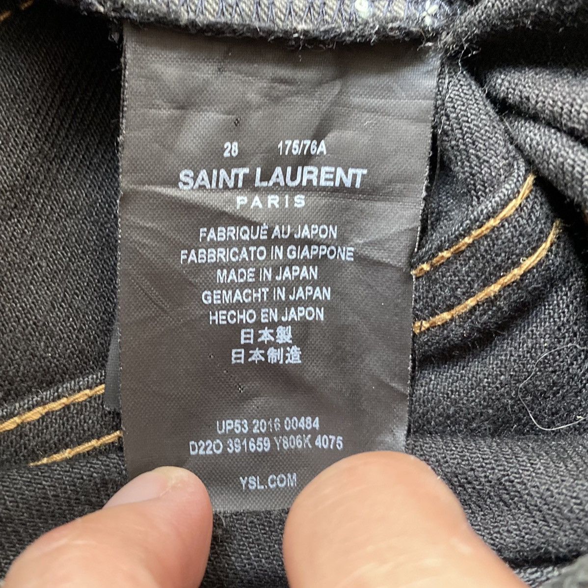 Hedi Slimane × Saint Laurent Paris FW16 Black Over-dyed Crash Jeans D02 Black Chain Size US 30 / EU 46 - 5 Thumbnail