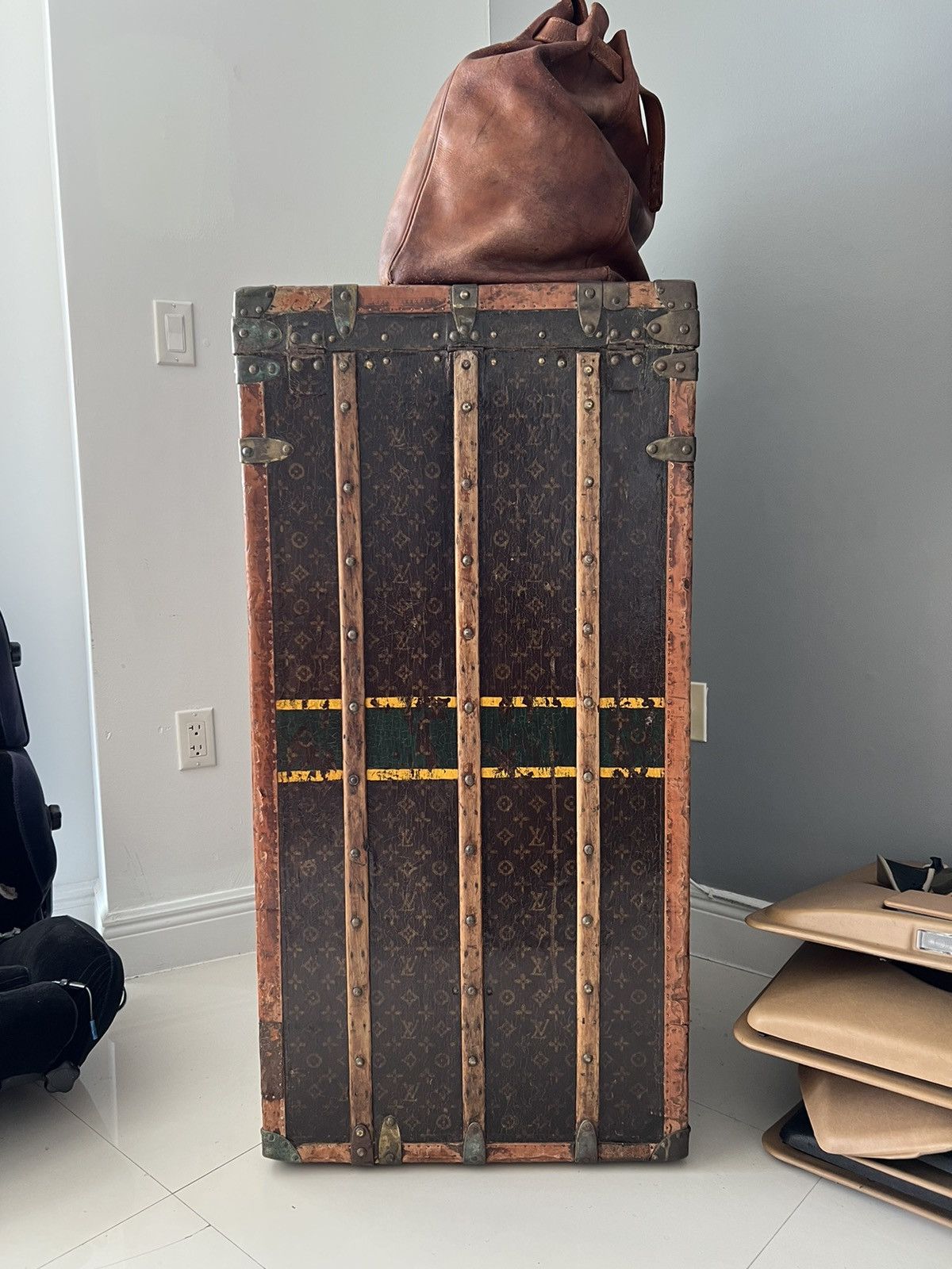 Louis Vuitton 1930s LV Trunk Grand Wardrobe 65 & 1950 Hermes HAC55 birkin Size ONE SIZE - 11 Thumbnail