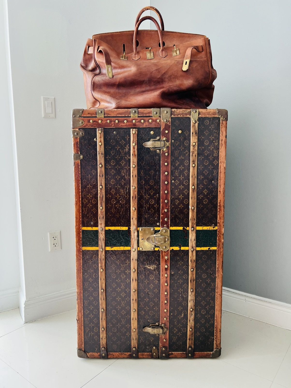 Louis Vuitton 1930s LV Trunk Grand Wardrobe 65 & 1950 Hermes HAC55 birkin Size ONE SIZE - 1 Thumbnail