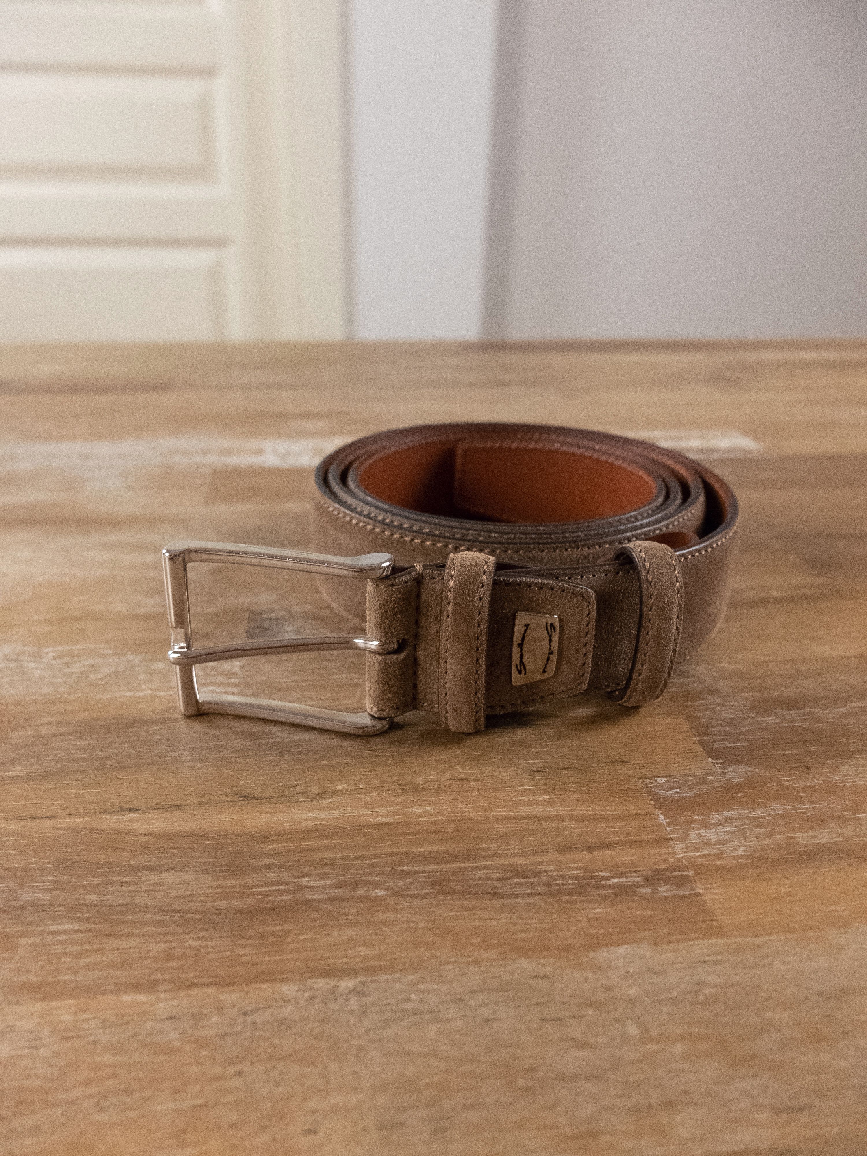 Santoni SANTONI brown suede belt 110 (fits size 42 inch waist best) Size 42 - 1 Thumbnail