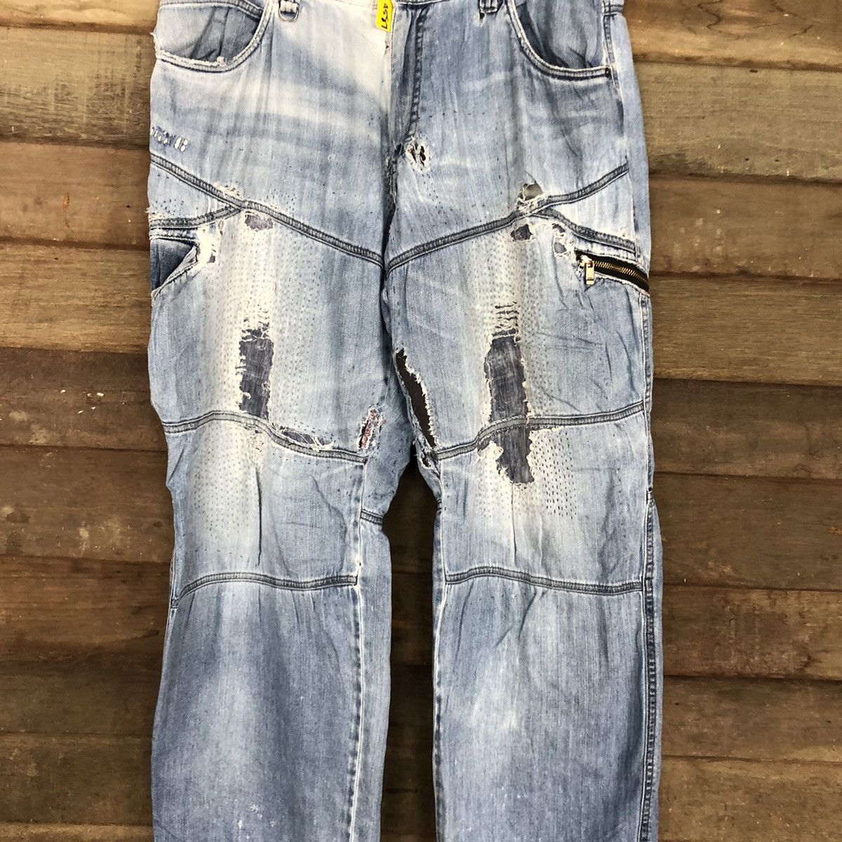 Japanese Brand Blue B worn Distressed Blue Denim Jeans Pants #4587 Size US 34 / EU 50 - 4 Thumbnail