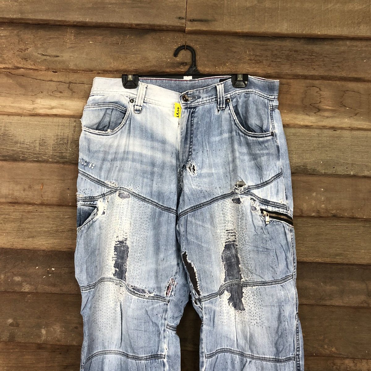 Japanese Brand Blue B worn Distressed Blue Denim Jeans Pants #4587 Size US 34 / EU 50 - 2 Thumbnail