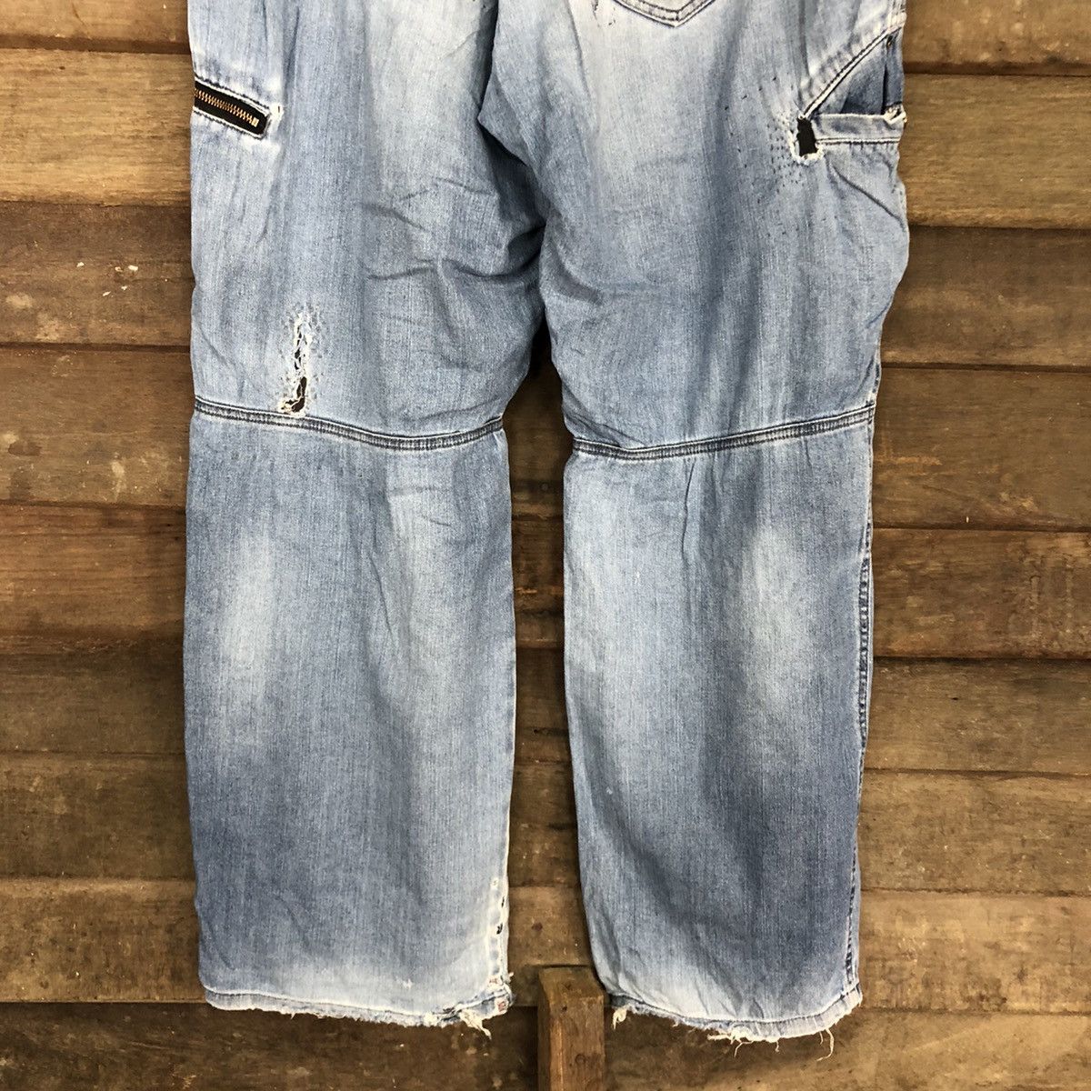 Japanese Brand Blue B worn Distressed Blue Denim Jeans Pants #4587 Size US 34 / EU 50 - 14 Thumbnail