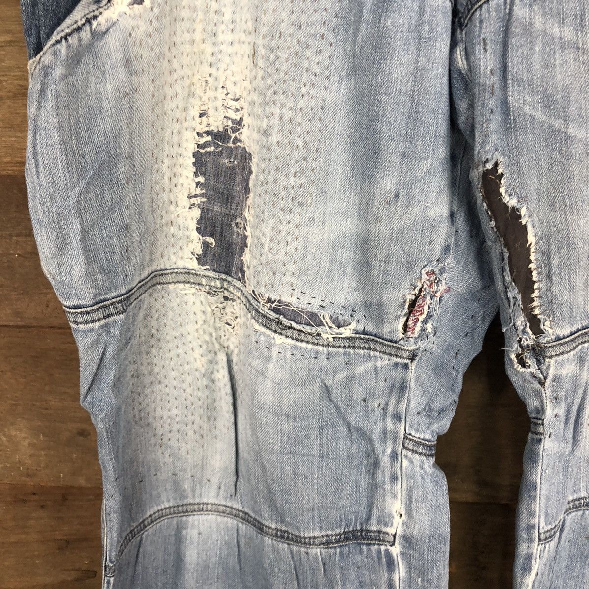 Japanese Brand Blue B worn Distressed Blue Denim Jeans Pants #4587 Size US 34 / EU 50 - 7 Thumbnail