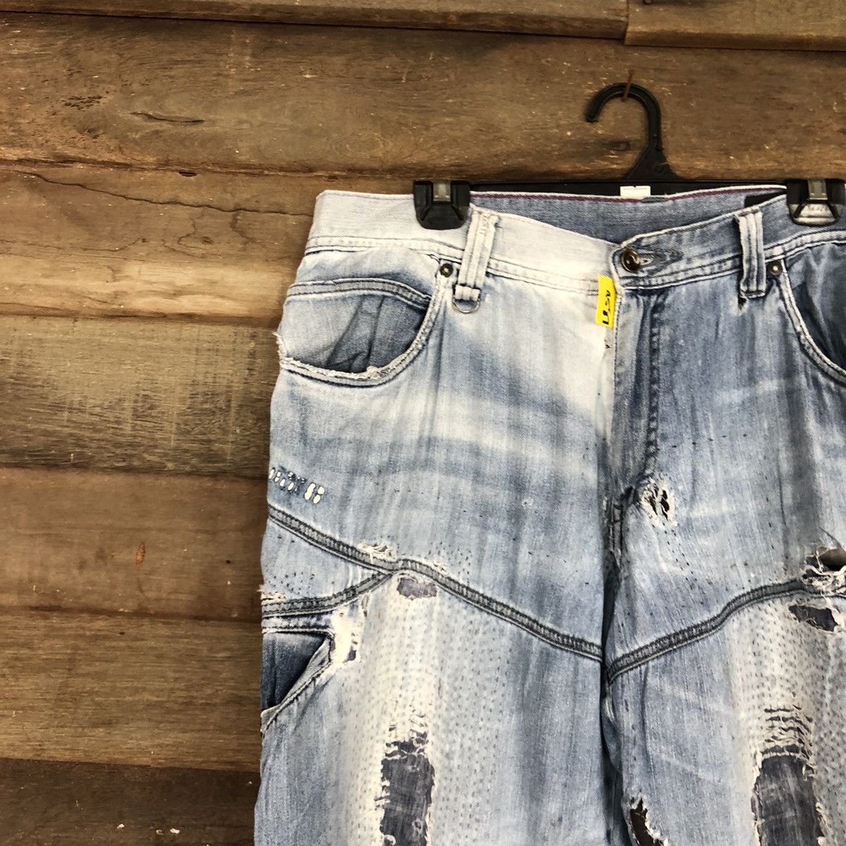 Japanese Brand Blue B worn Distressed Blue Denim Jeans Pants #4587 Size US 34 / EU 50 - 6 Thumbnail
