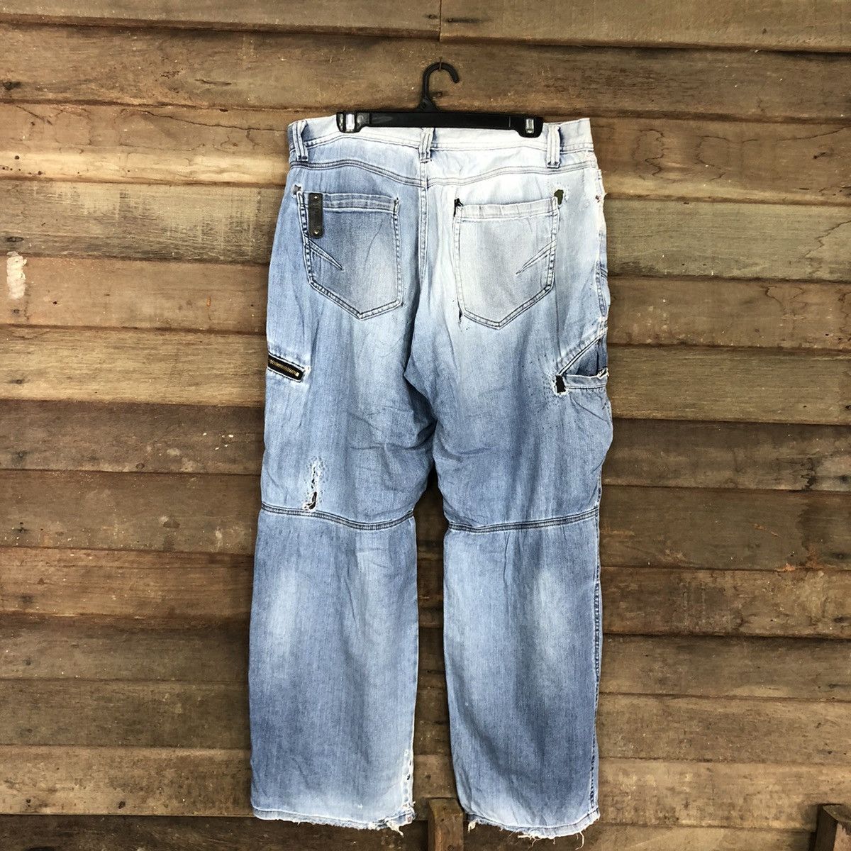 Japanese Brand Blue B worn Distressed Blue Denim Jeans Pants #4587 Size US 34 / EU 50 - 12 Thumbnail