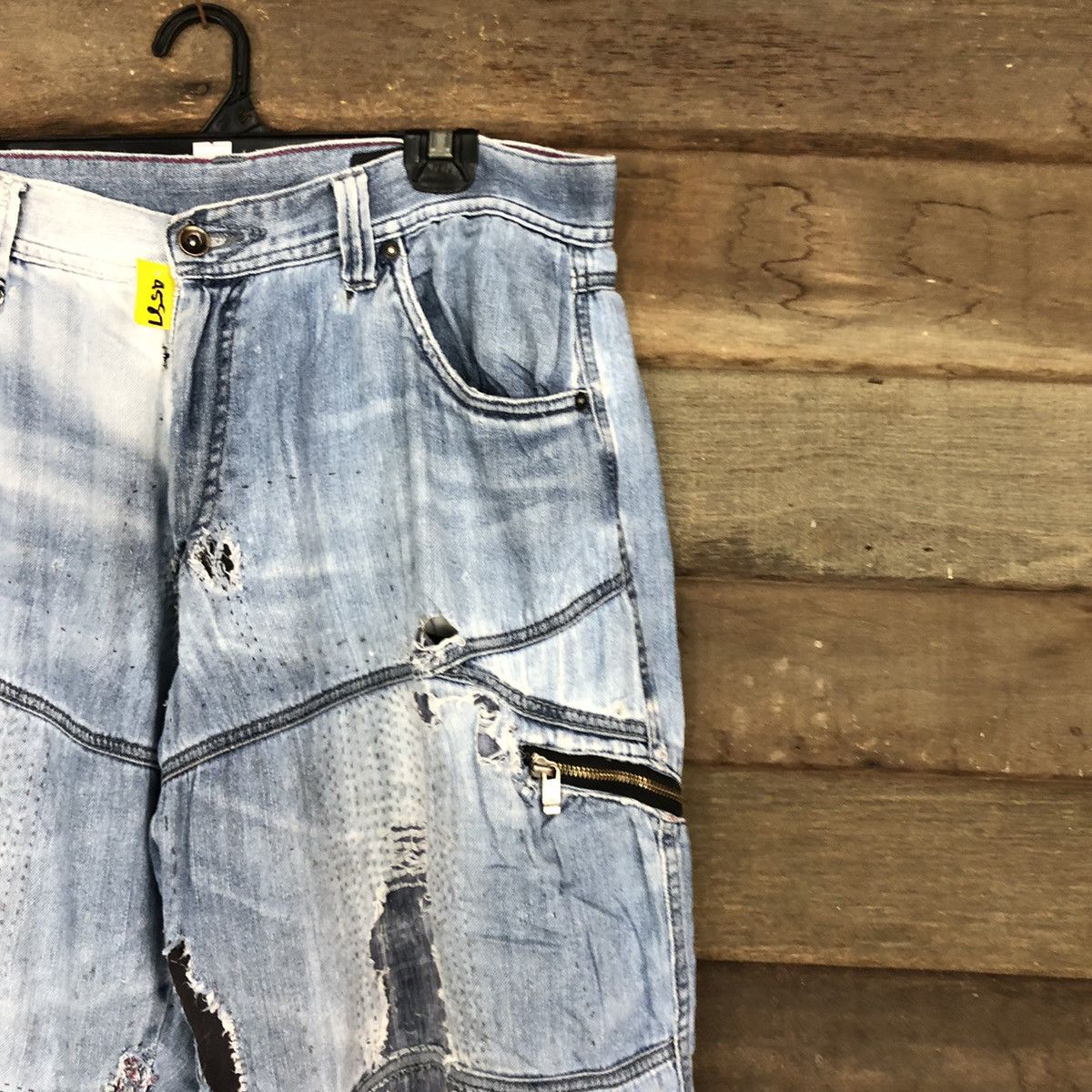 Japanese Brand Blue B worn Distressed Blue Denim Jeans Pants #4587 Size US 34 / EU 50 - 5 Thumbnail