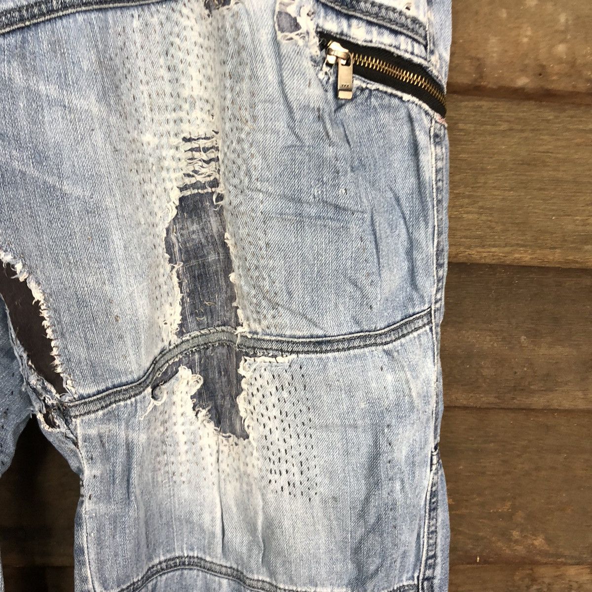 Japanese Brand Blue B worn Distressed Blue Denim Jeans Pants #4587 Size US 34 / EU 50 - 8 Thumbnail