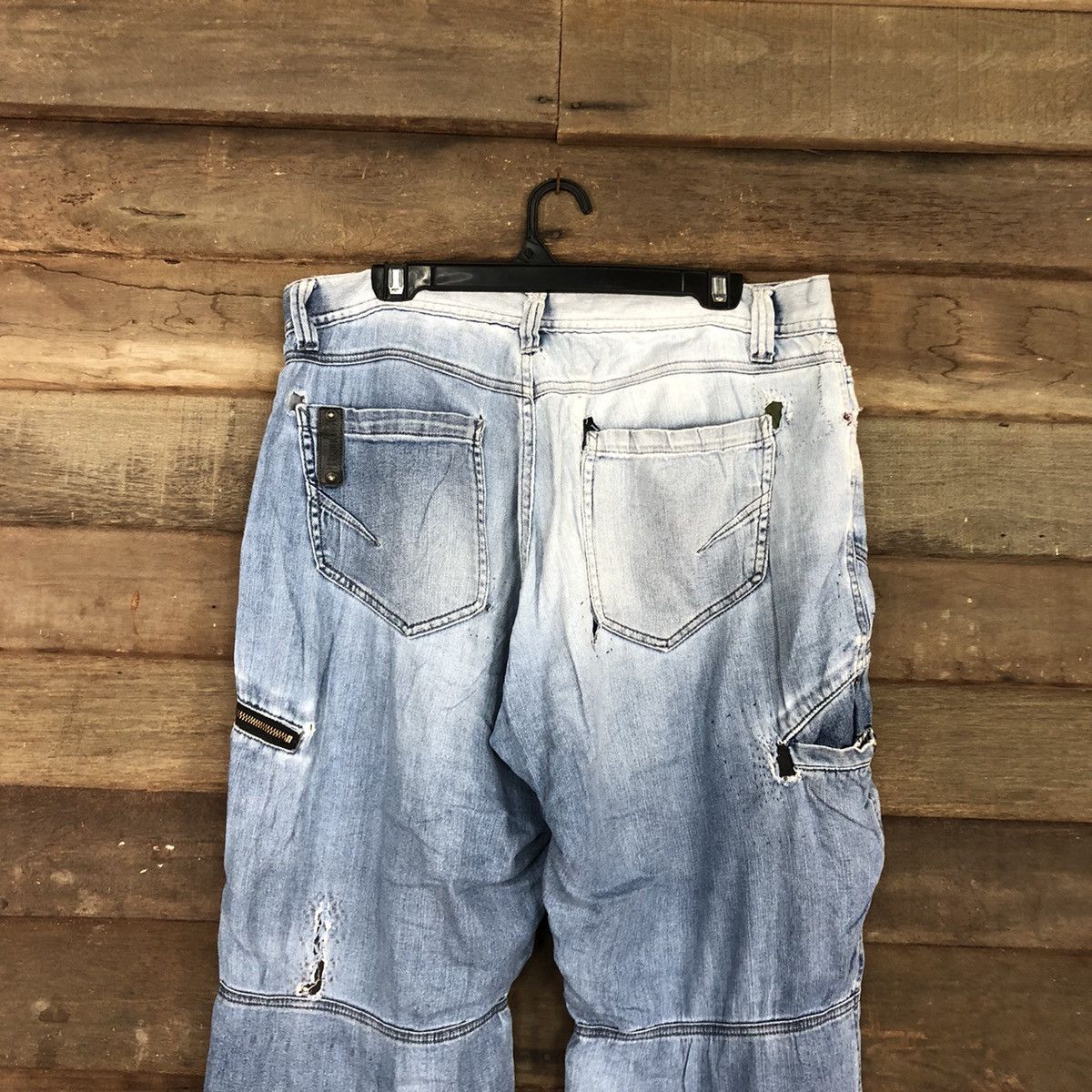 Japanese Brand Blue B worn Distressed Blue Denim Jeans Pants #4587 Size US 34 / EU 50 - 13 Thumbnail