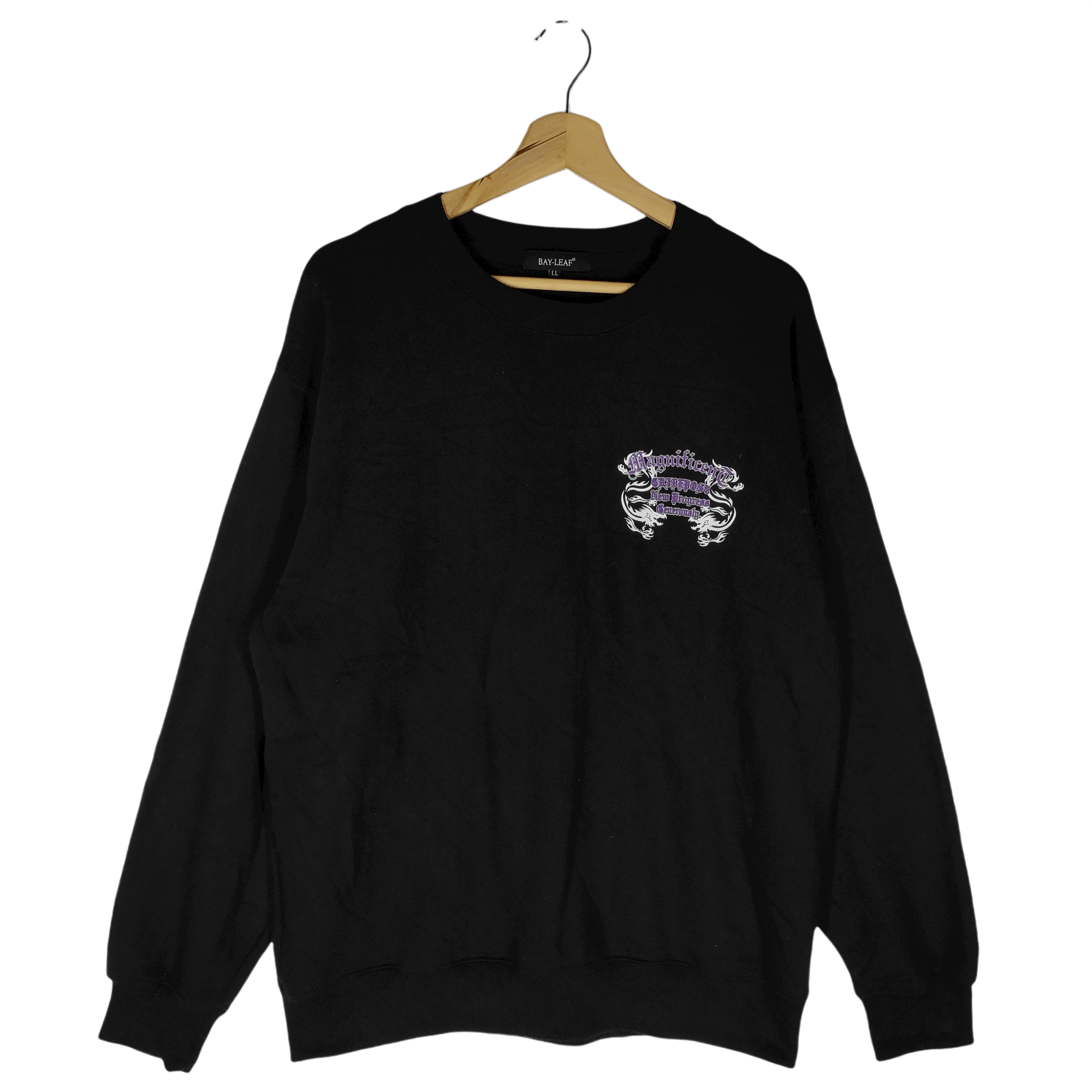 image of Vintage Bay-Leaf Sweatshirts in Black, Men's (Size Large)