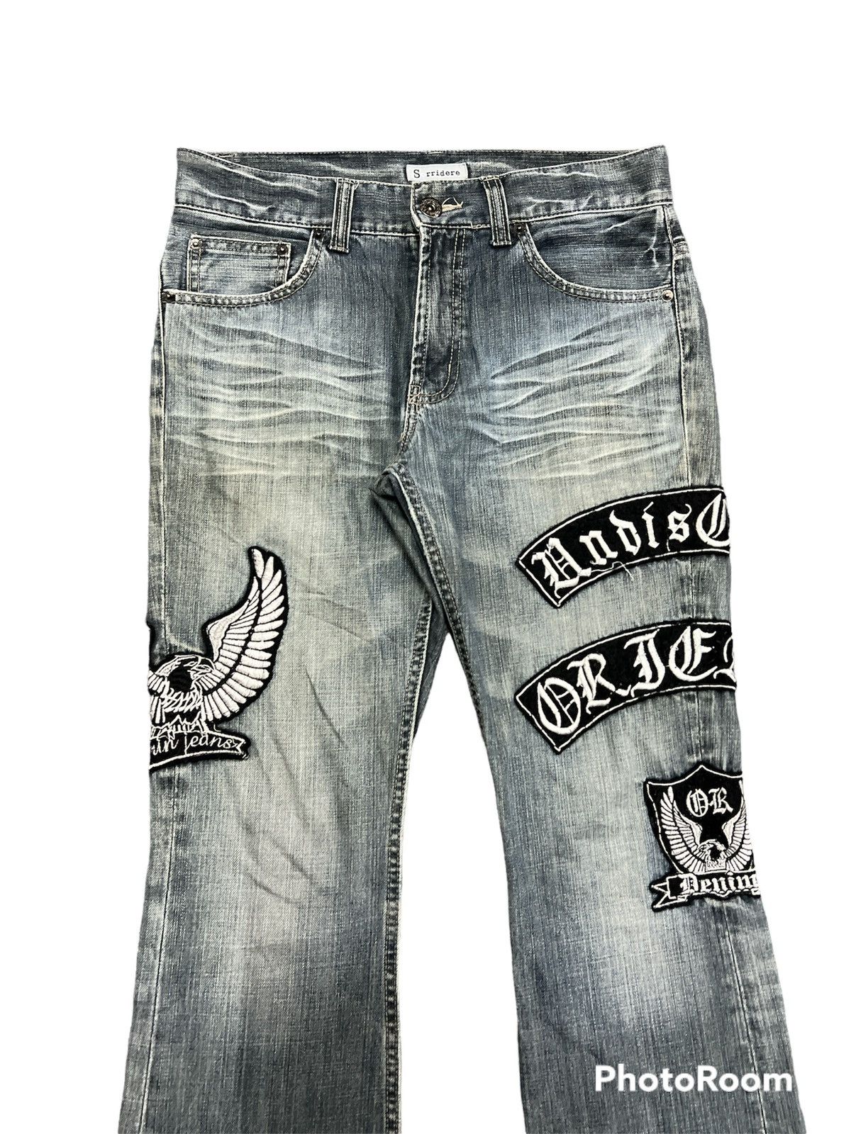 Japanese Brand HOT🔥FLARED DISTRESSED DENIM PATCHES EGALE SORRIDERE JAPAN Size US 32 / EU 48 - 3 Thumbnail
