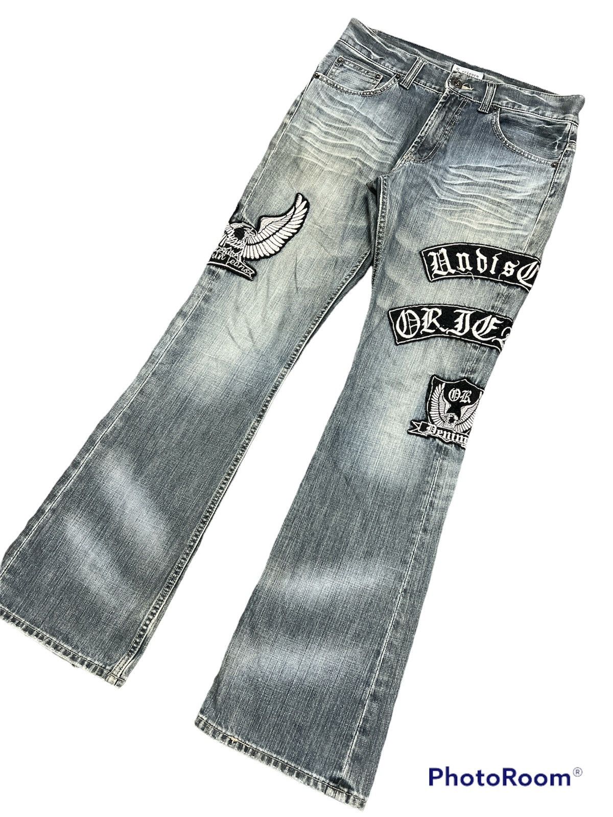 Japanese Brand HOT🔥FLARED DISTRESSED DENIM PATCHES EGALE SORRIDERE JAPAN Size US 32 / EU 48 - 5 Thumbnail