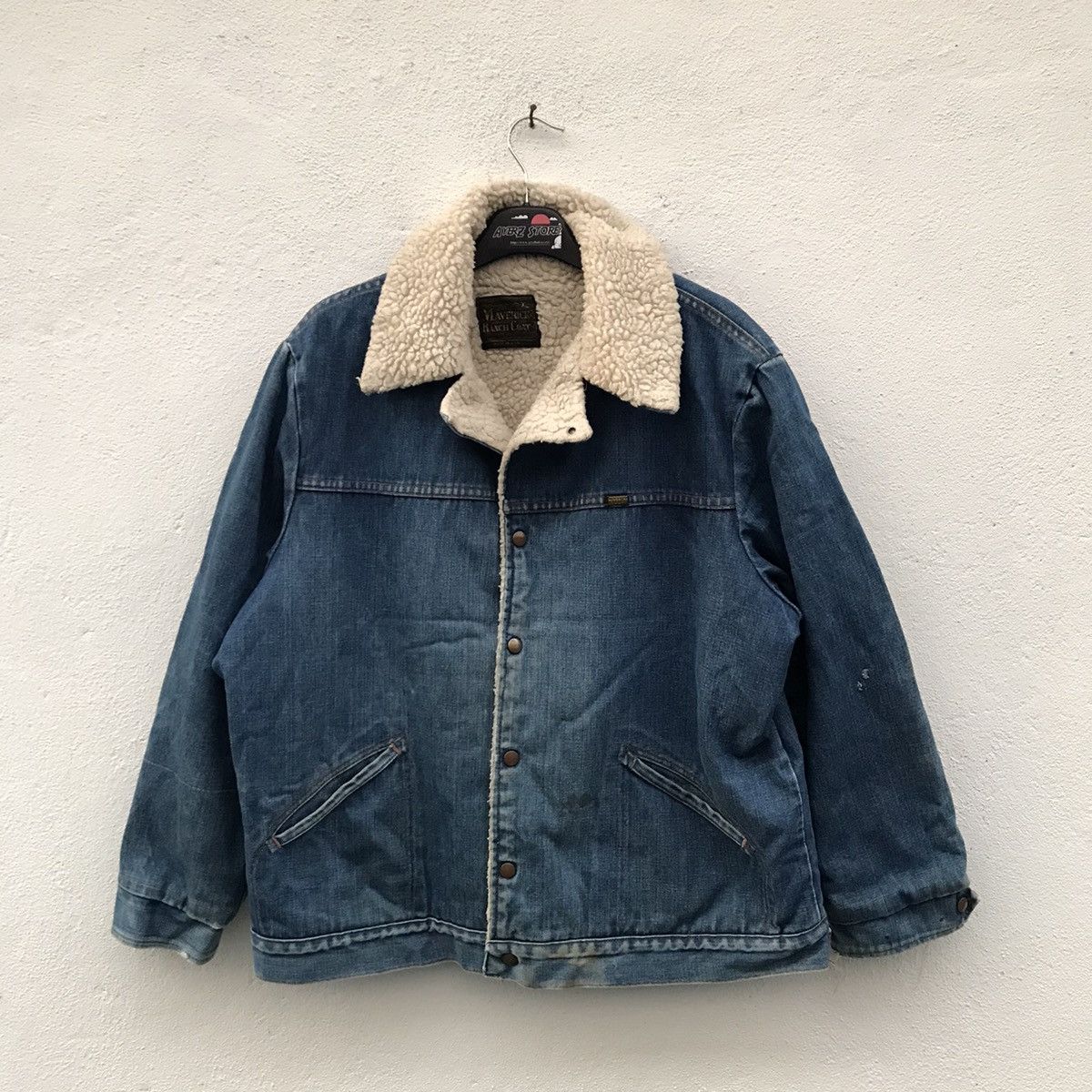 Vintage Maverick Ranch Coat Sherpa Lining Denim Jacket