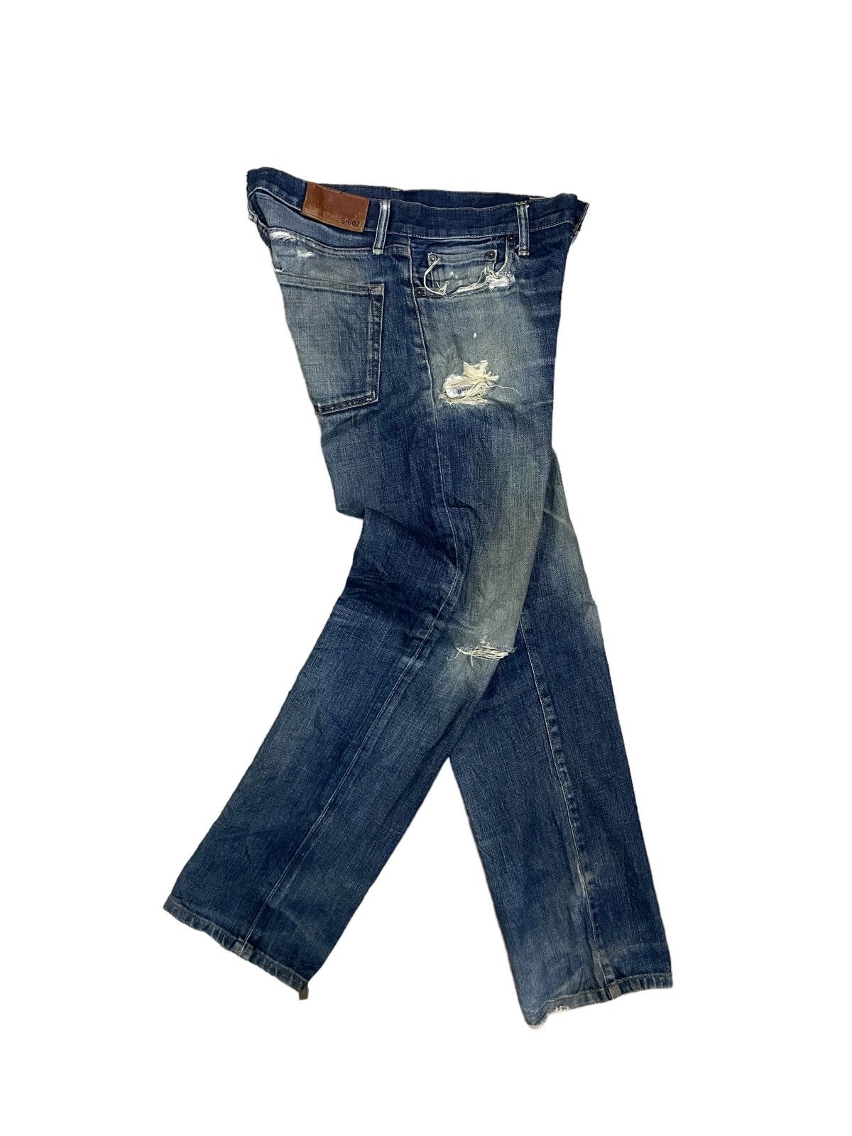 Japanese Brand Vintage Uniqlo S002 Indigo Washed Distressed Jeans Size US 31 - 6 Thumbnail