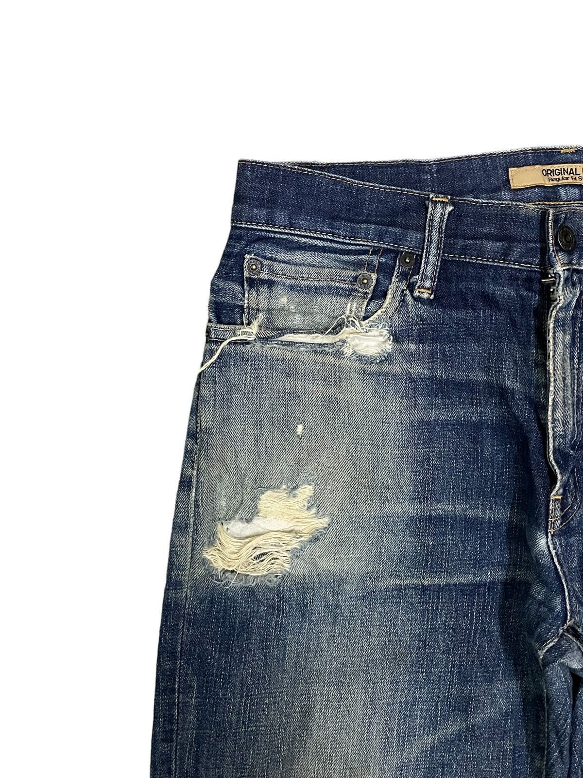 Japanese Brand Vintage Uniqlo S002 Indigo Washed Distressed Jeans Size US 31 - 3 Thumbnail