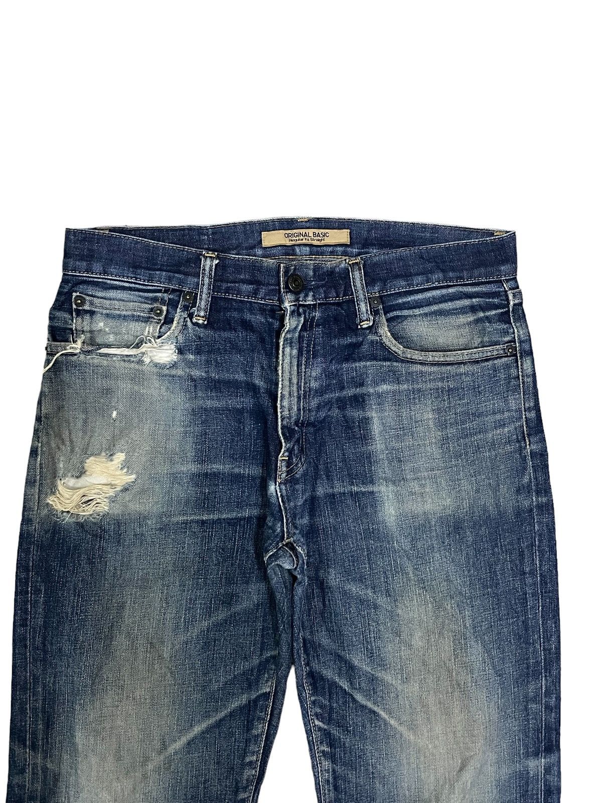 Japanese Brand Vintage Uniqlo S002 Indigo Washed Distressed Jeans Size US 31 - 2 Thumbnail