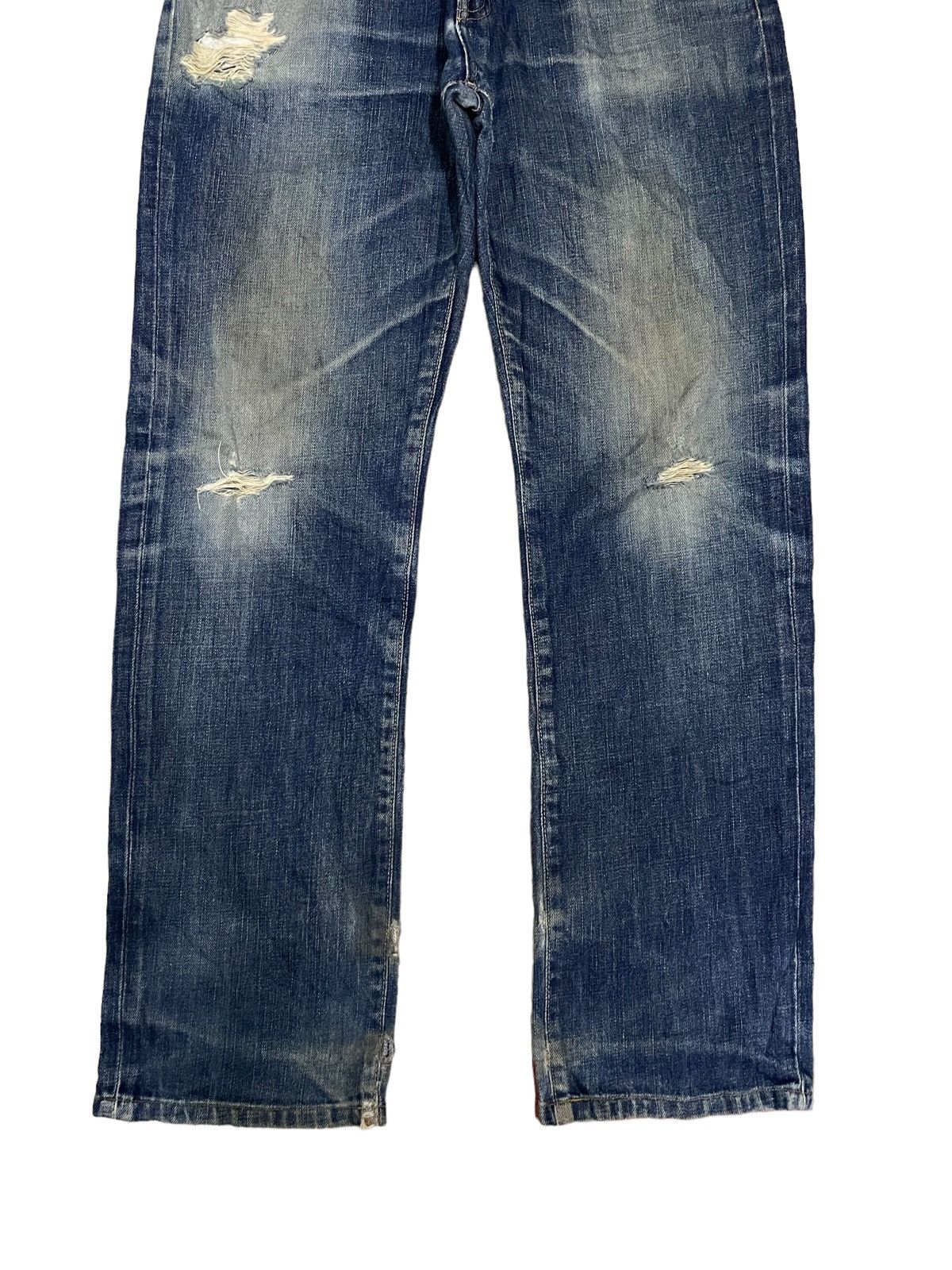 Japanese Brand Vintage Uniqlo S002 Indigo Washed Distressed Jeans Size US 31 - 5 Thumbnail