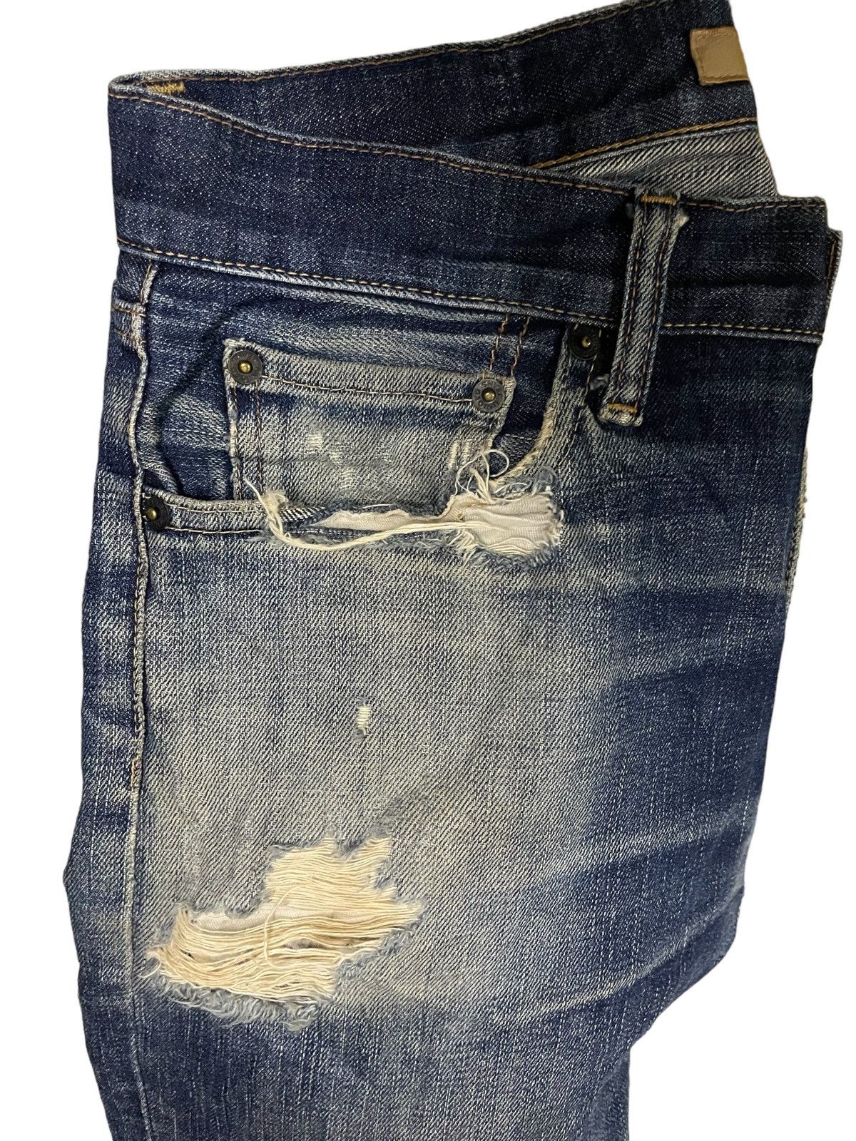 Japanese Brand Vintage Uniqlo S002 Indigo Washed Distressed Jeans Size US 31 - 15 Thumbnail