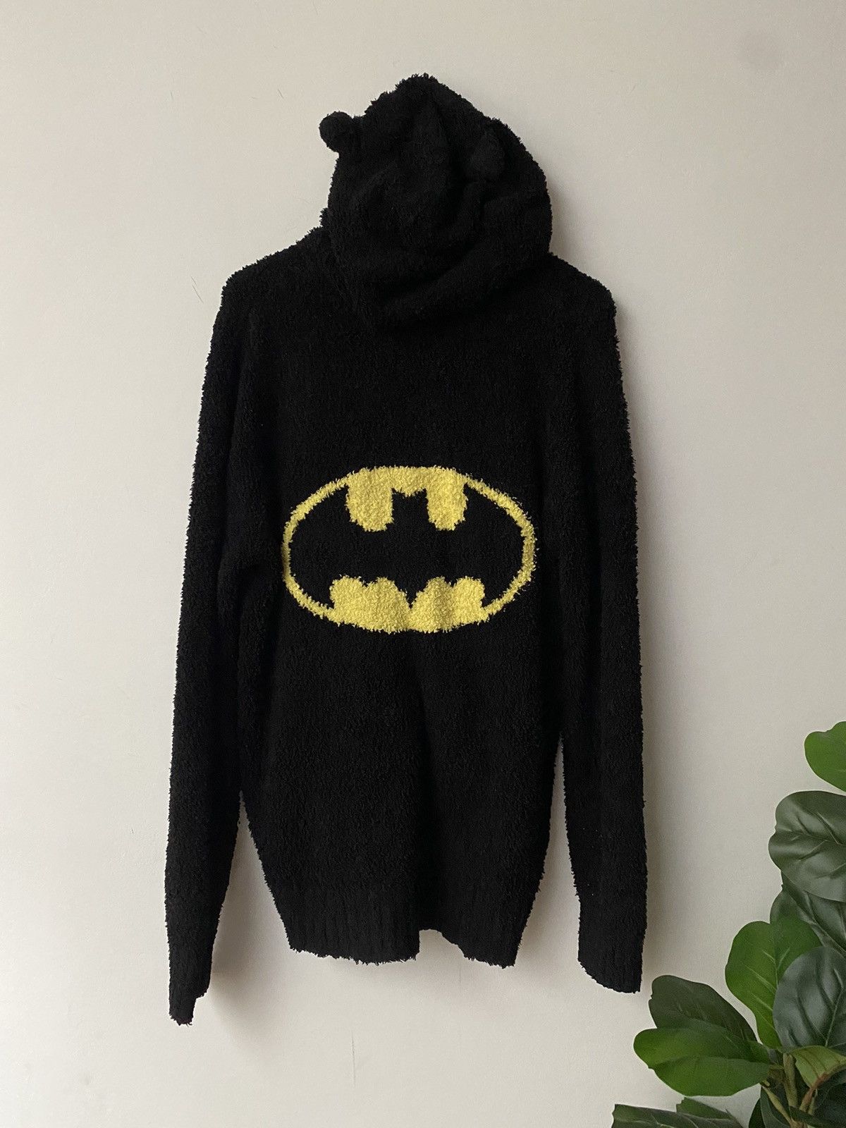 image of Vintage Mohair Big Logo Batman Tm@dccomics Hoodie in Black, Men's (Size Medium)