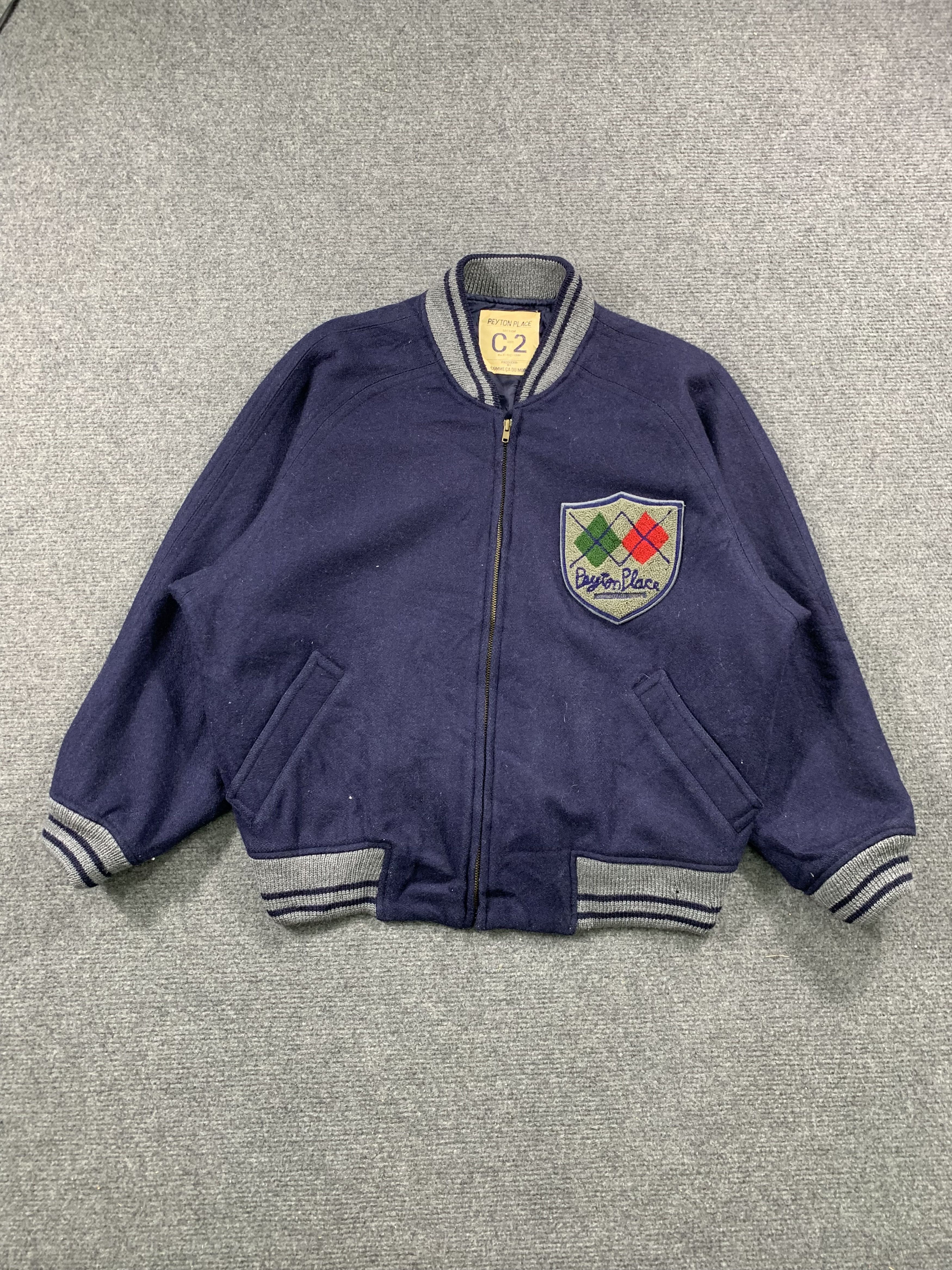image of Peyton Place Japanese Wool Varsity Jacket in Blue, Men's (Size Medium)